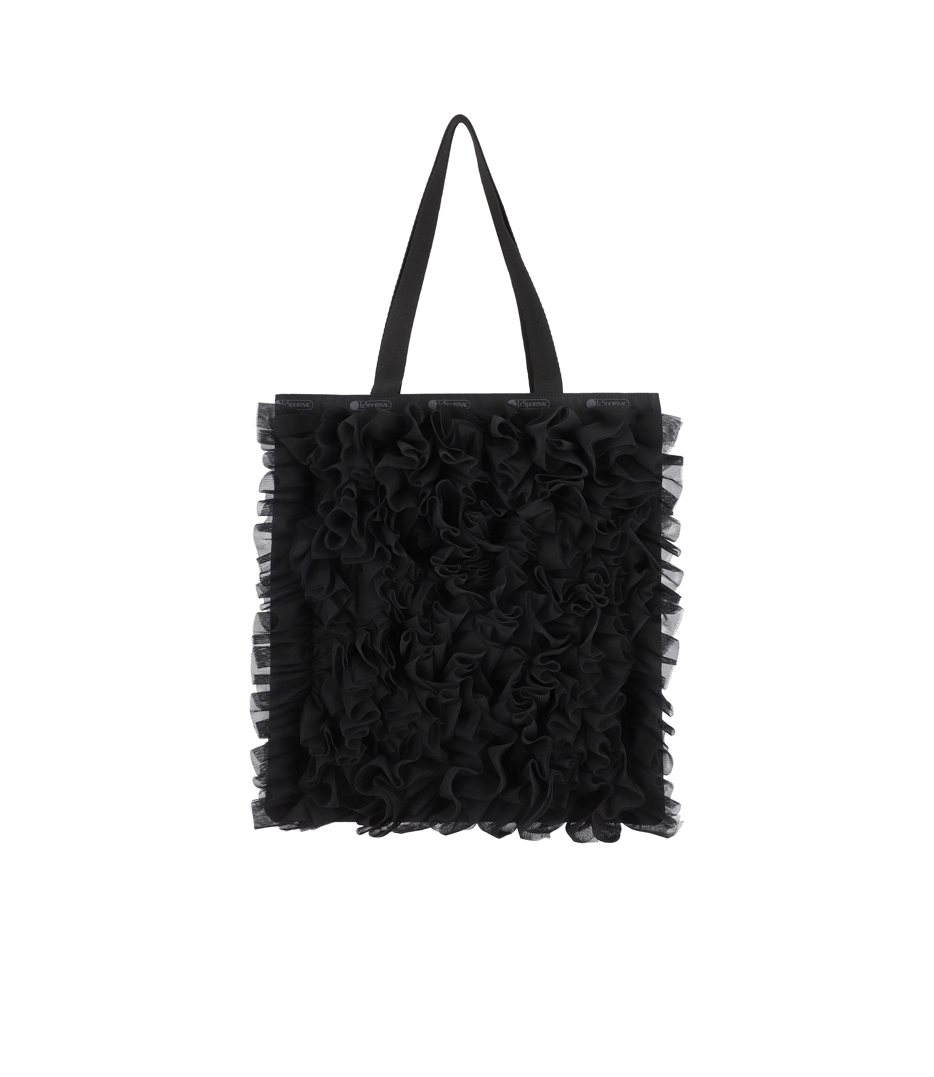 Ruffle Large Emerald Tote - Black Mesh Ruffle – LeSportsac