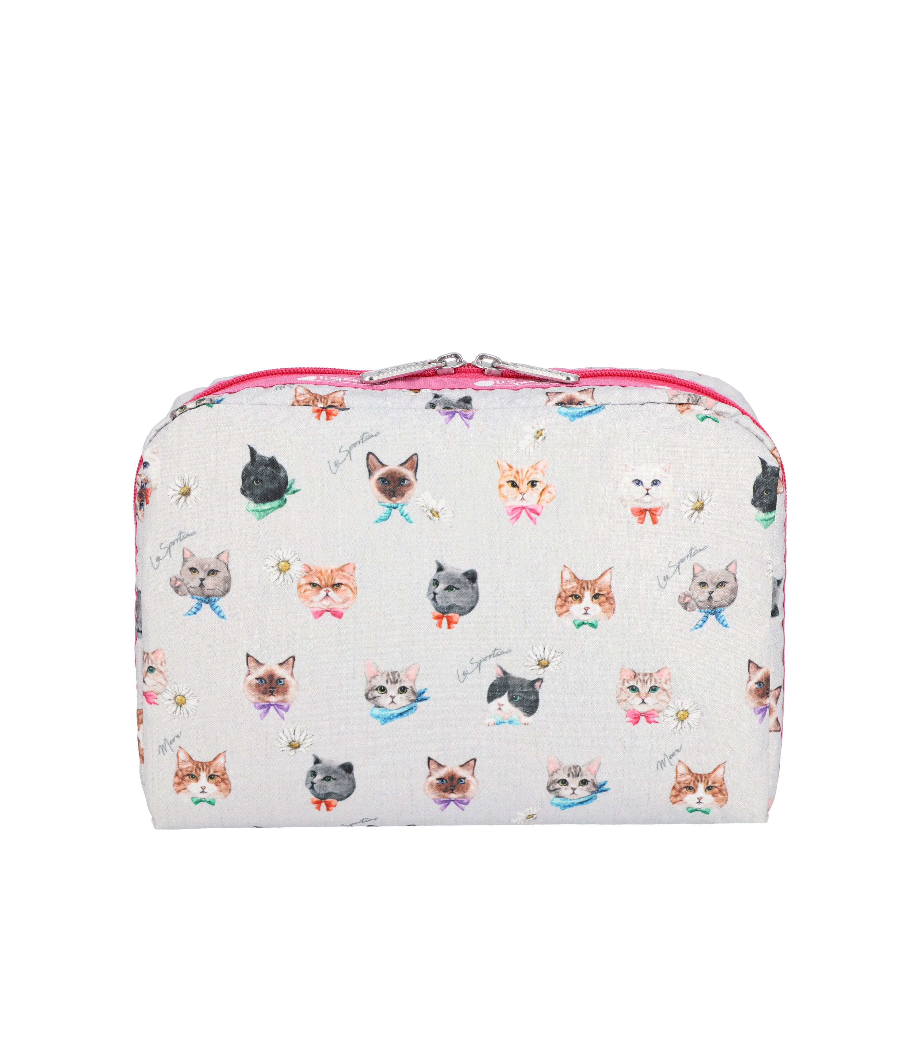 Extra Large Rectangular Cosmetic - Playful Cats Gray/Pink – LeSportsac