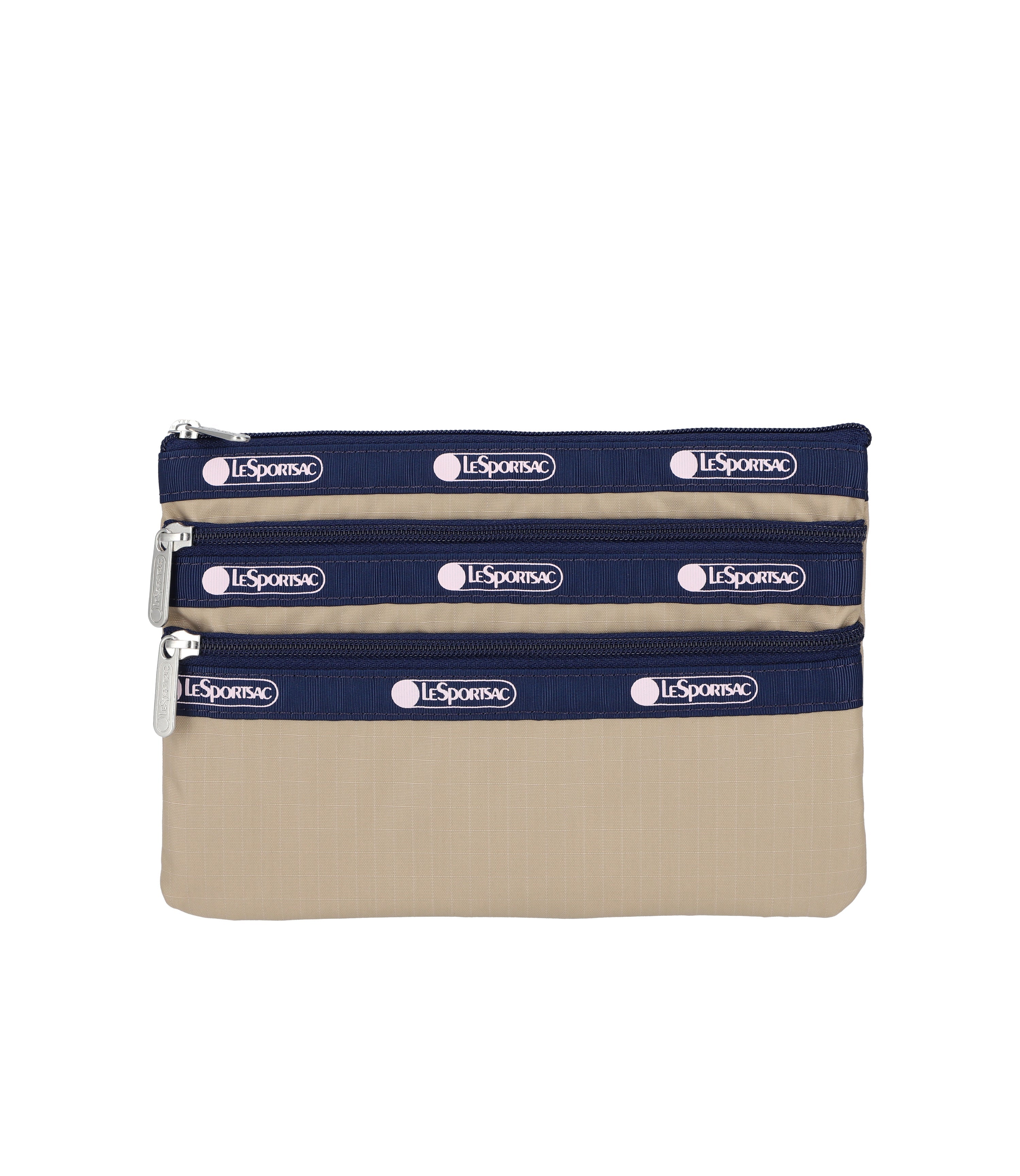 3-Zip Cosmetic - Spectator Bone/Navy – LeSportsac