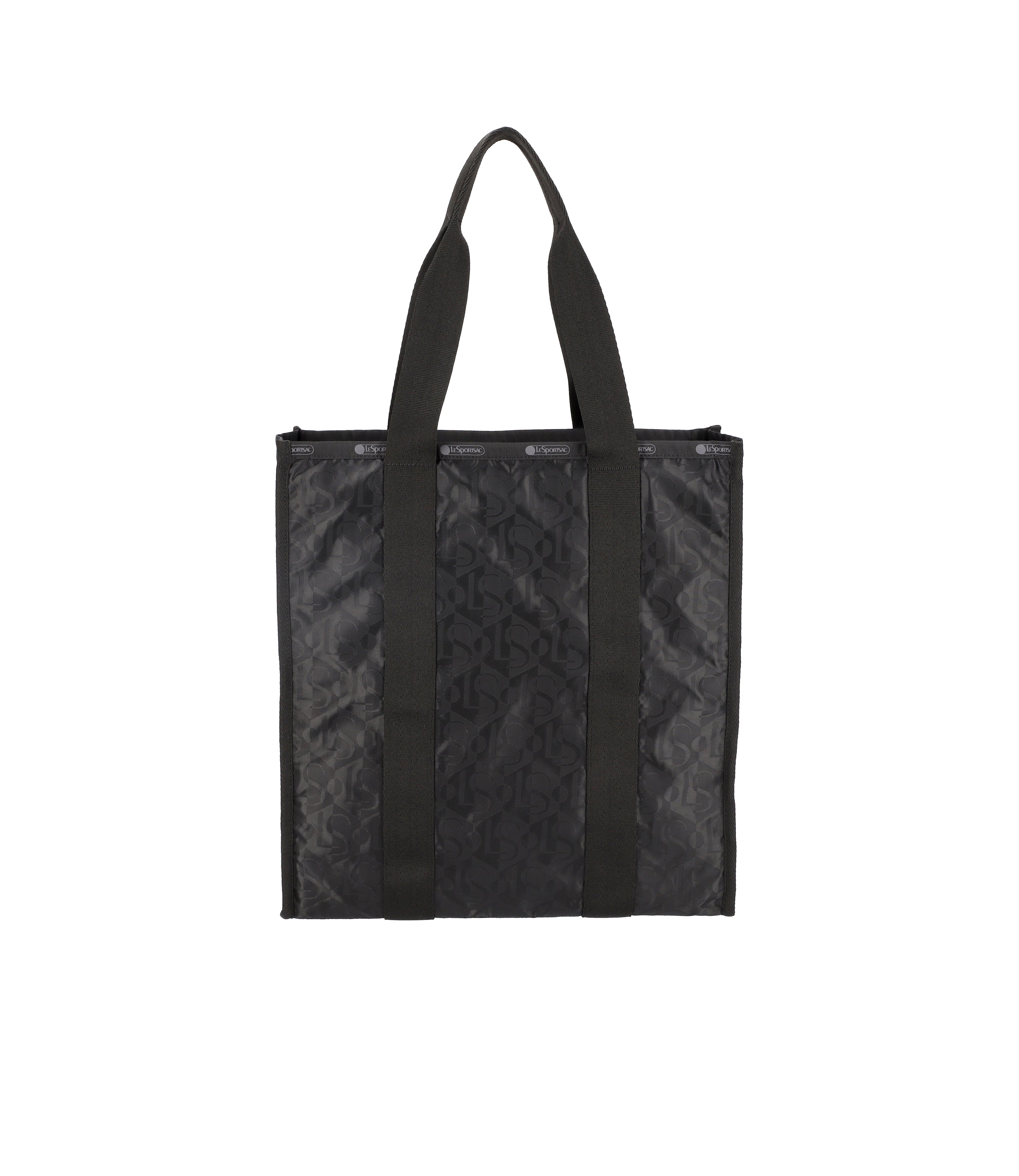 Large Monogram Canvas Tote Bag - Black and White