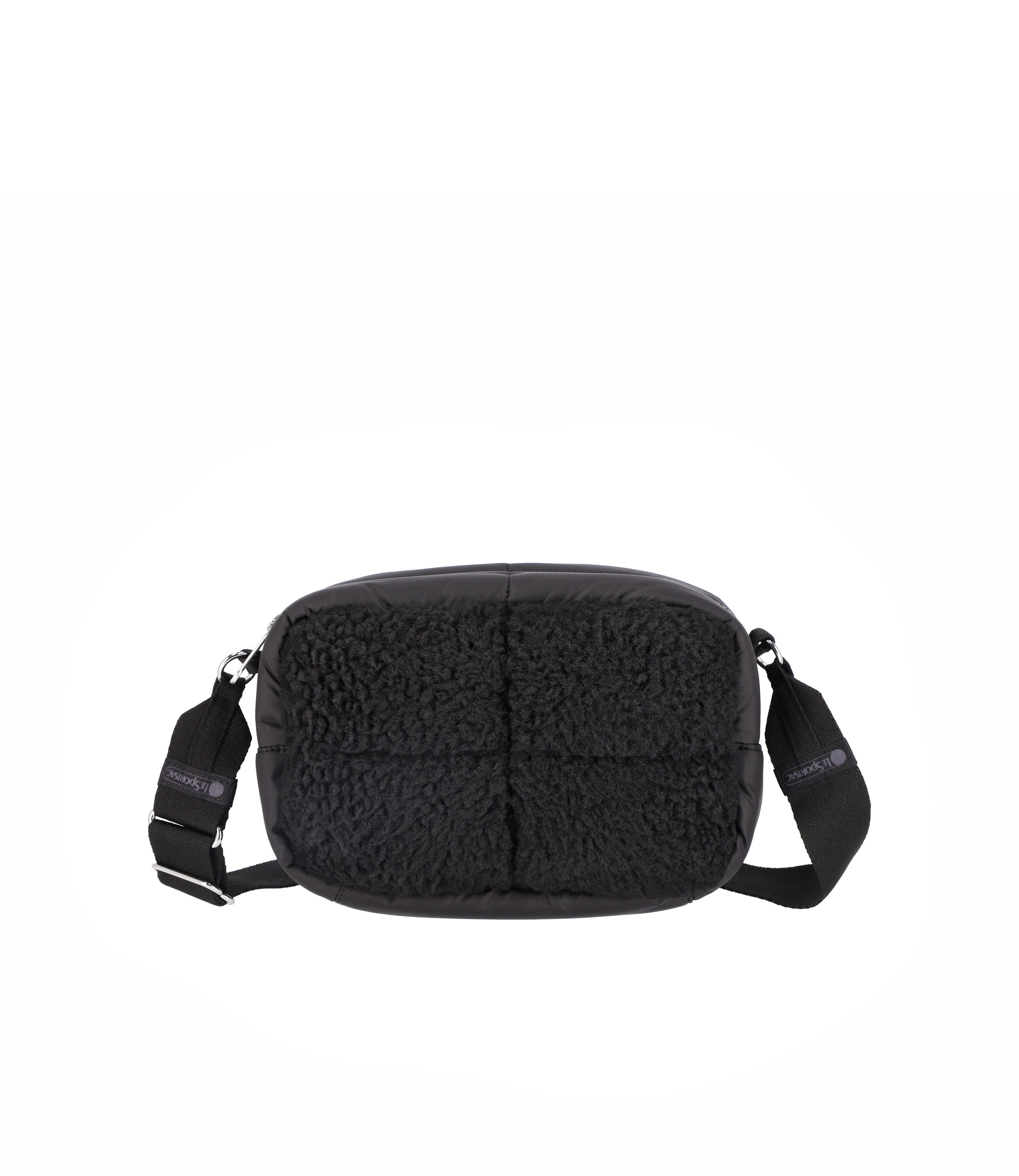 Puffy Sherpa Cube Crossbody - Jet Black Vegan Sherpa