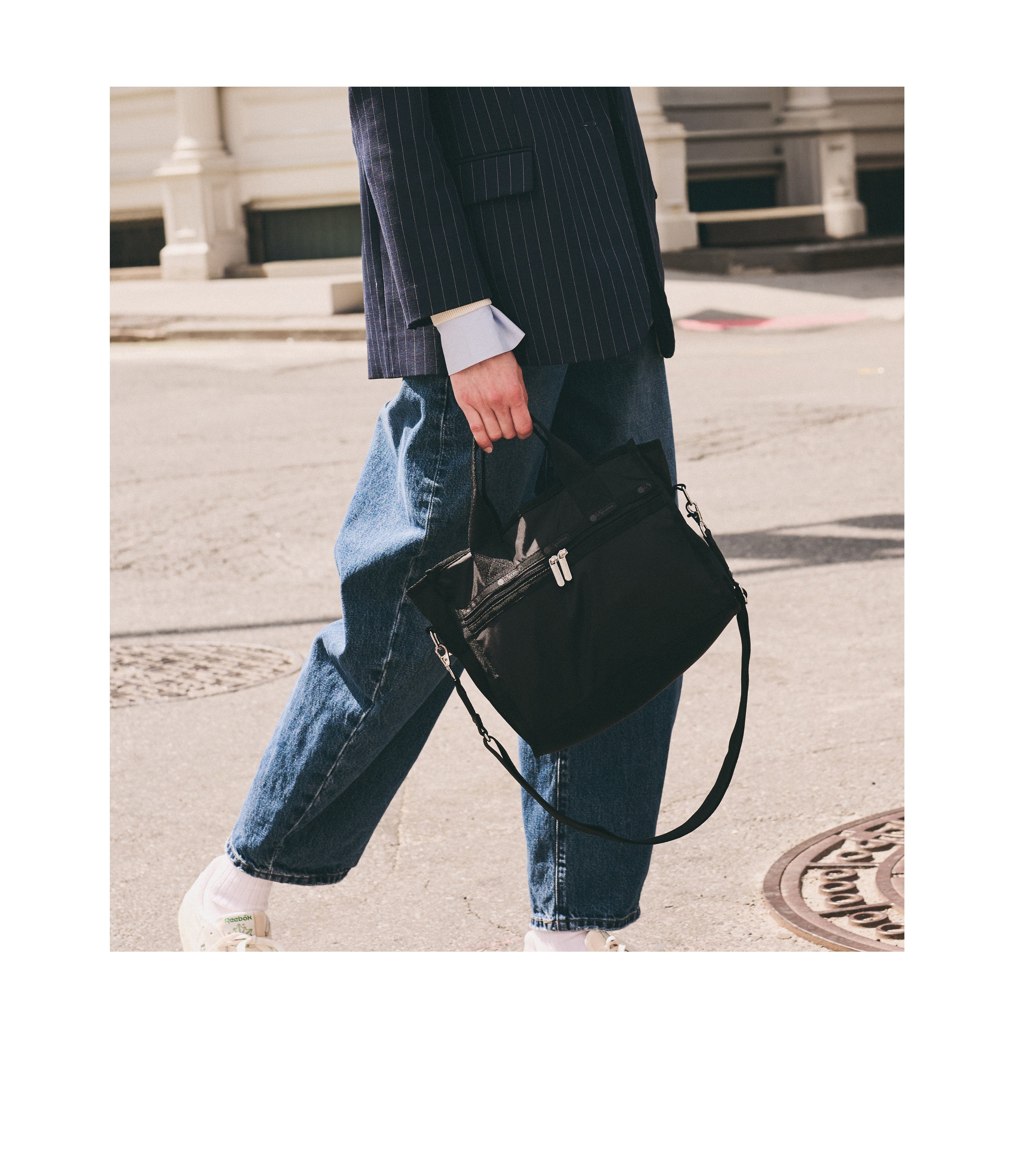Black Solid Large East/West Top Handle Tote | LeSportsac