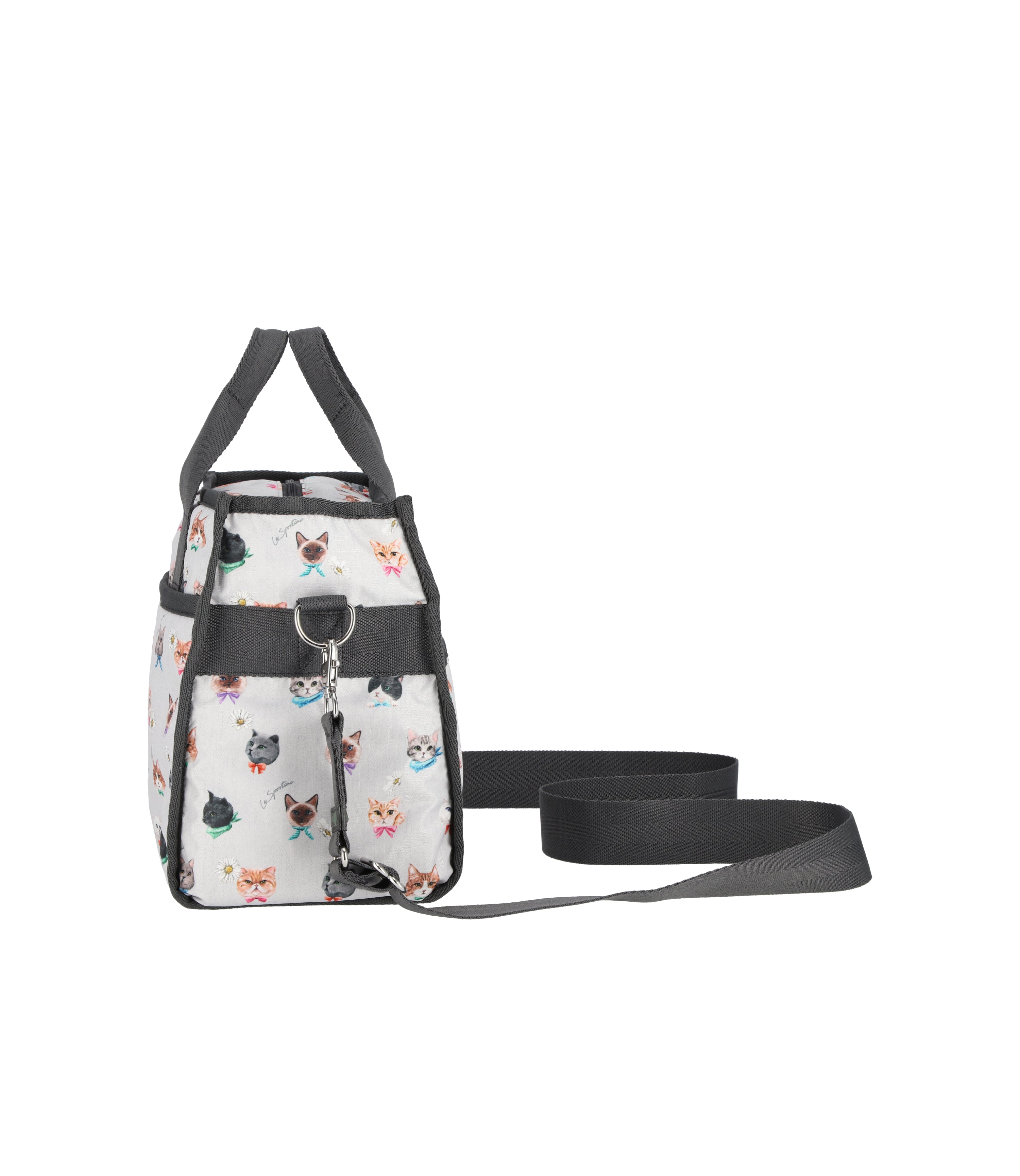 バッグ Caristyle Large East/West Top Handle Tote - Playful Cats Cool Gray print