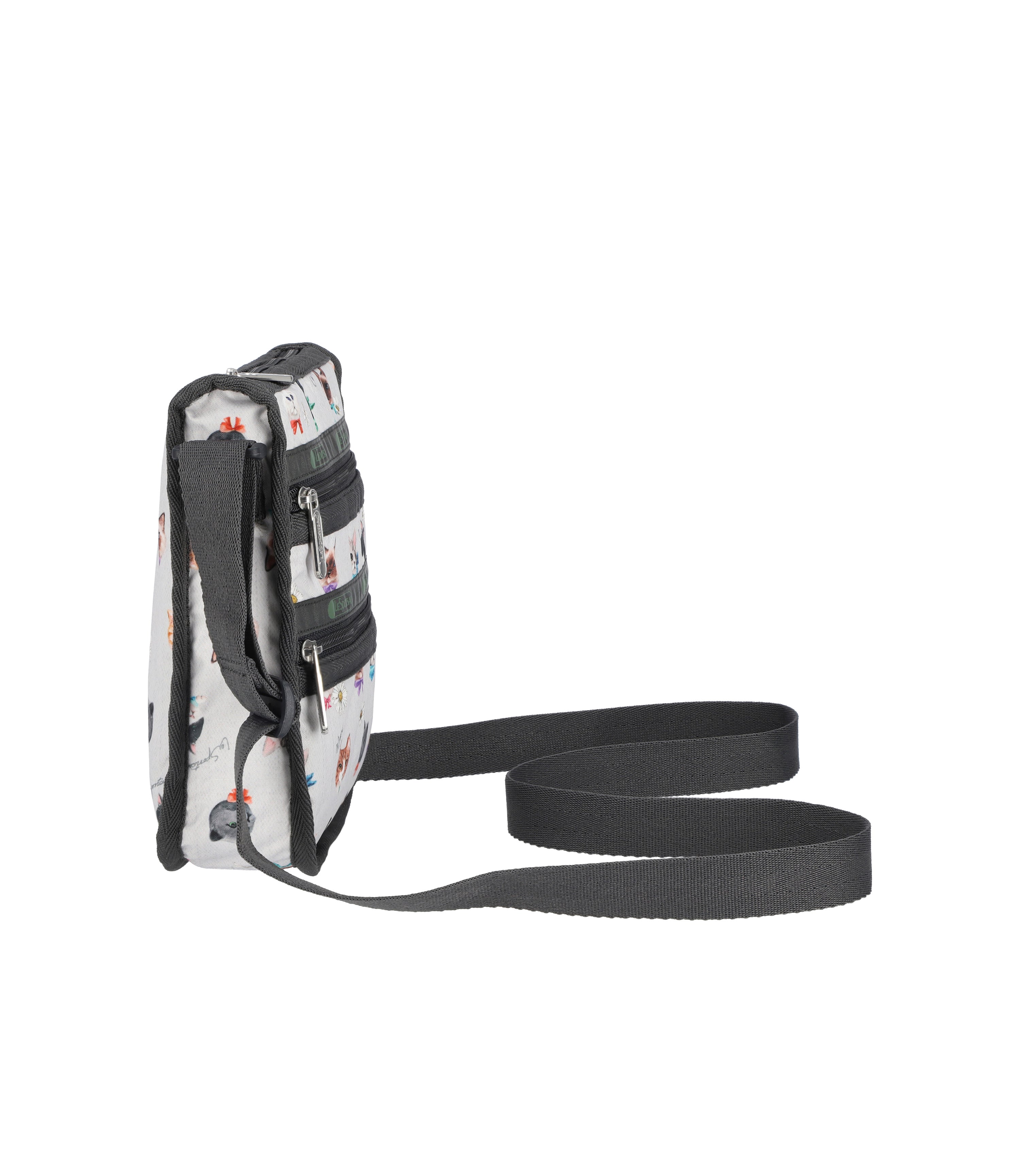Medium 3-Zip Crossbody - Playful Cats Cool Gray print – LeSportsac