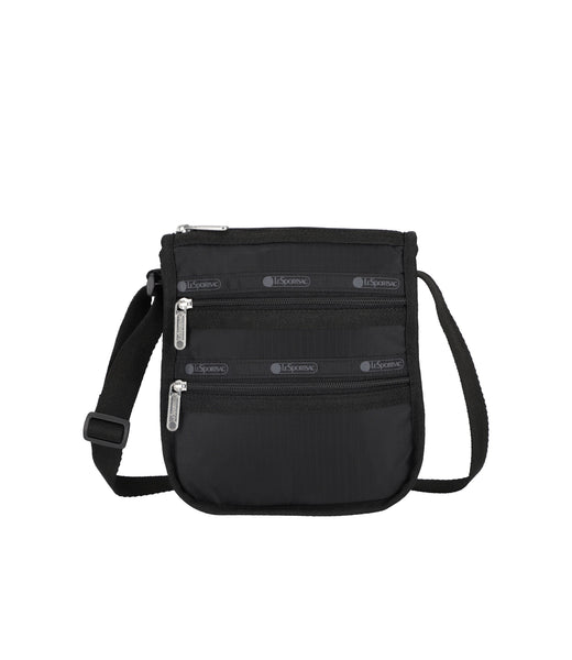Black Solid Medium 3-Zip Crossbody | LeSportsac