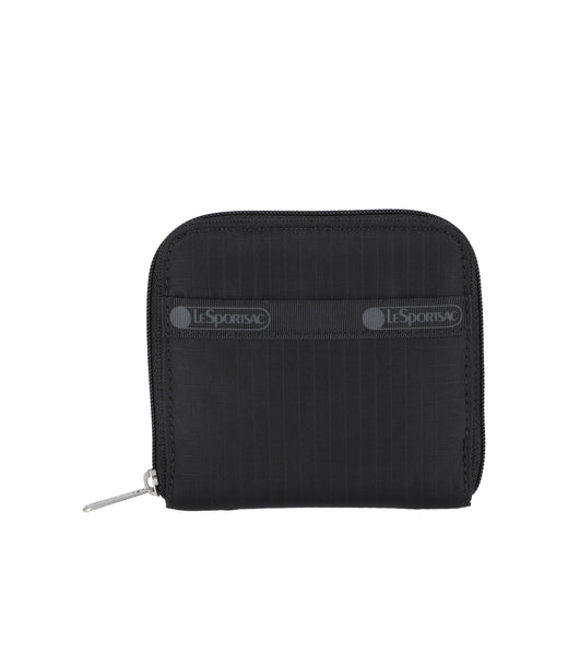 ★LeSportsac★COMPACT ZIP WALLET ブラックシャイン Black solid Compact Zip Wallet | LeSportsac
