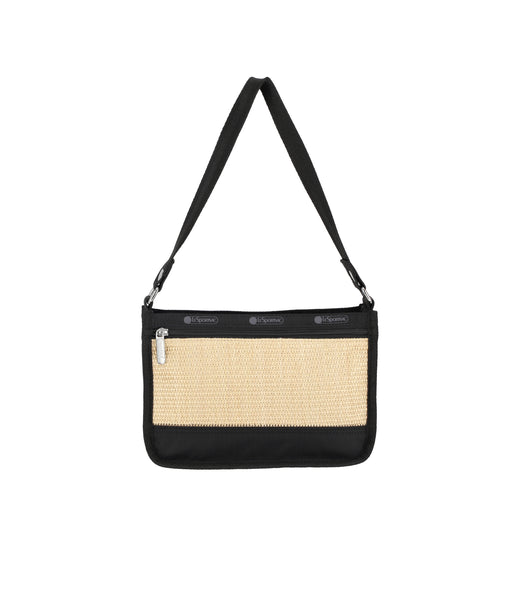 ■LeSportsac■MEDIUM ZIP SHOULDER Medium Zip Shoulder Bag - Black Shine – LeSportsac