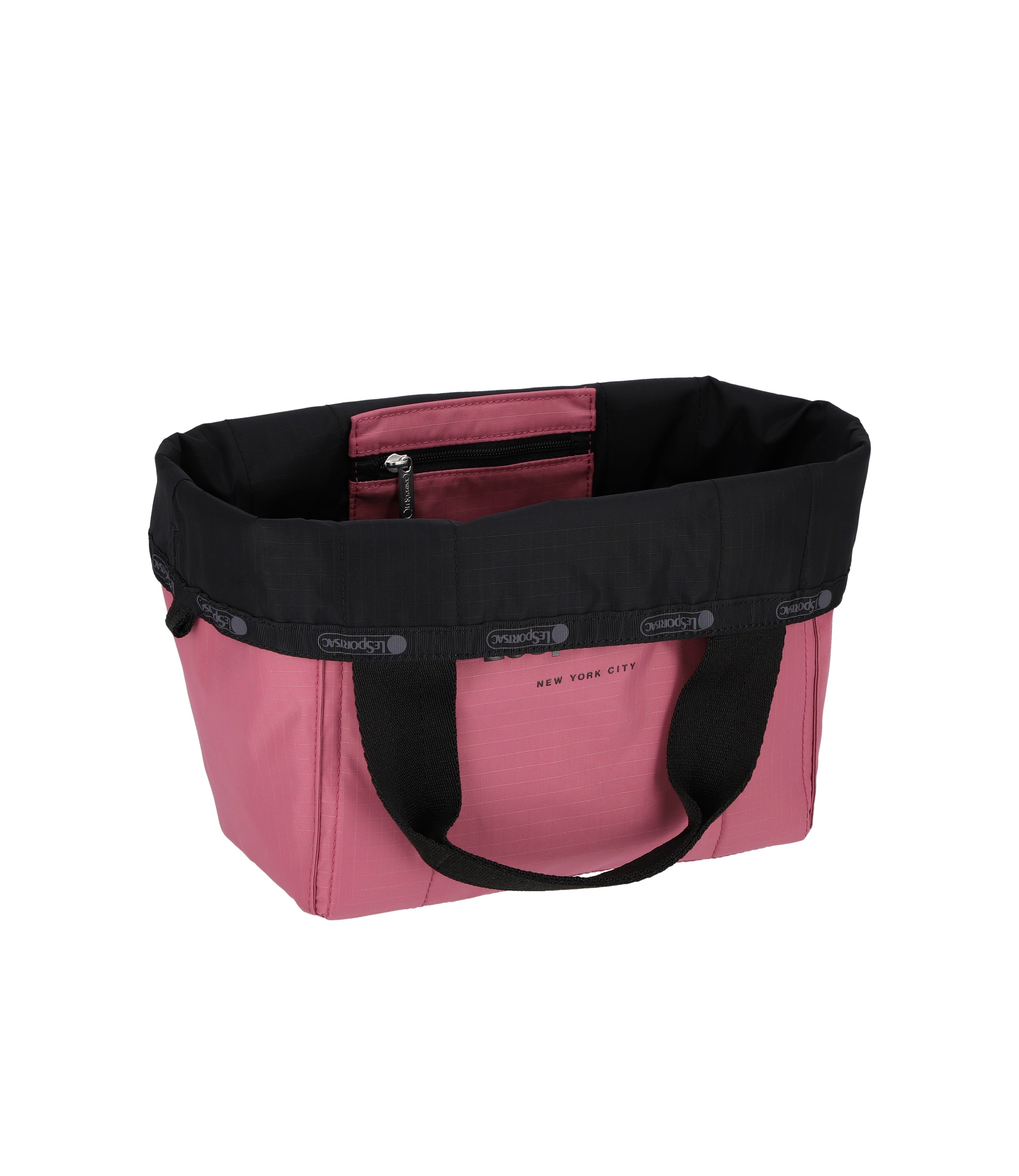 Shiny Black Two Handle Zip Tote | Stylish & Functional