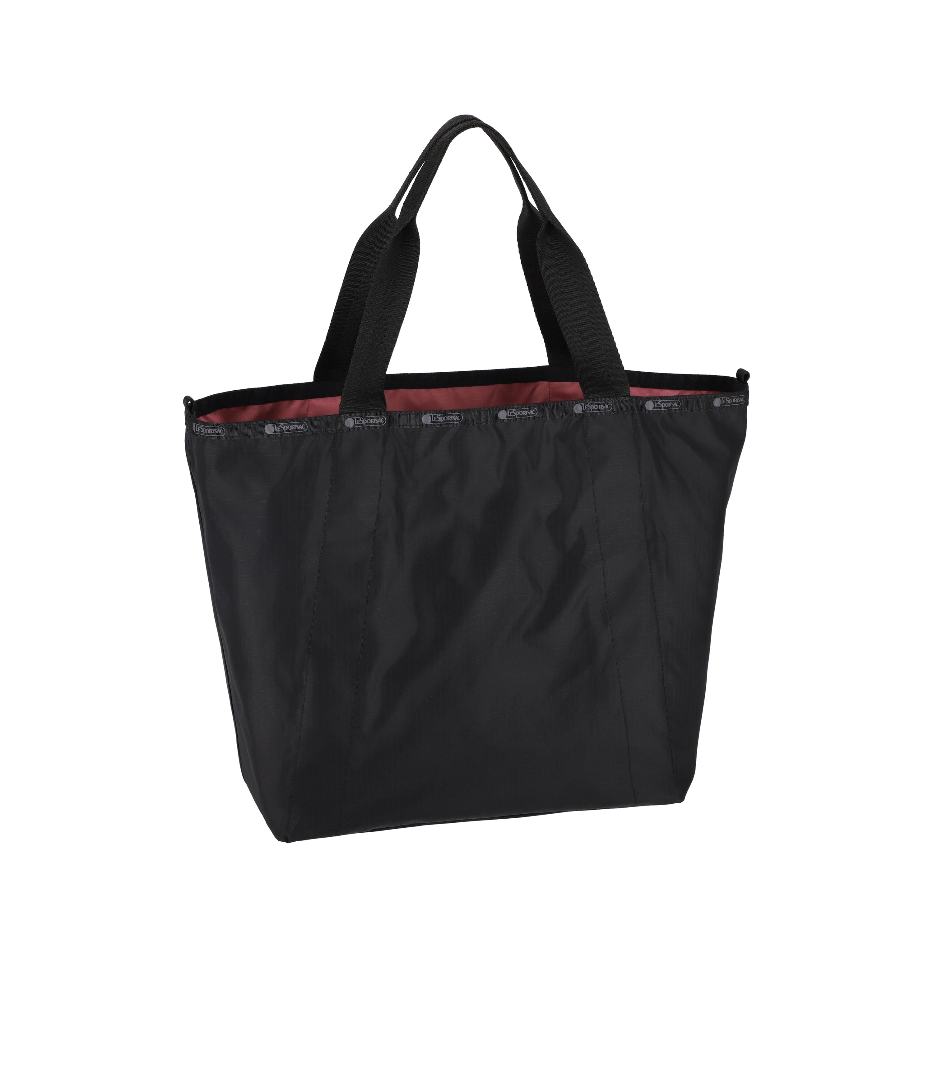 Shiny Black Two Handle Zip Tote | Stylish & Functional