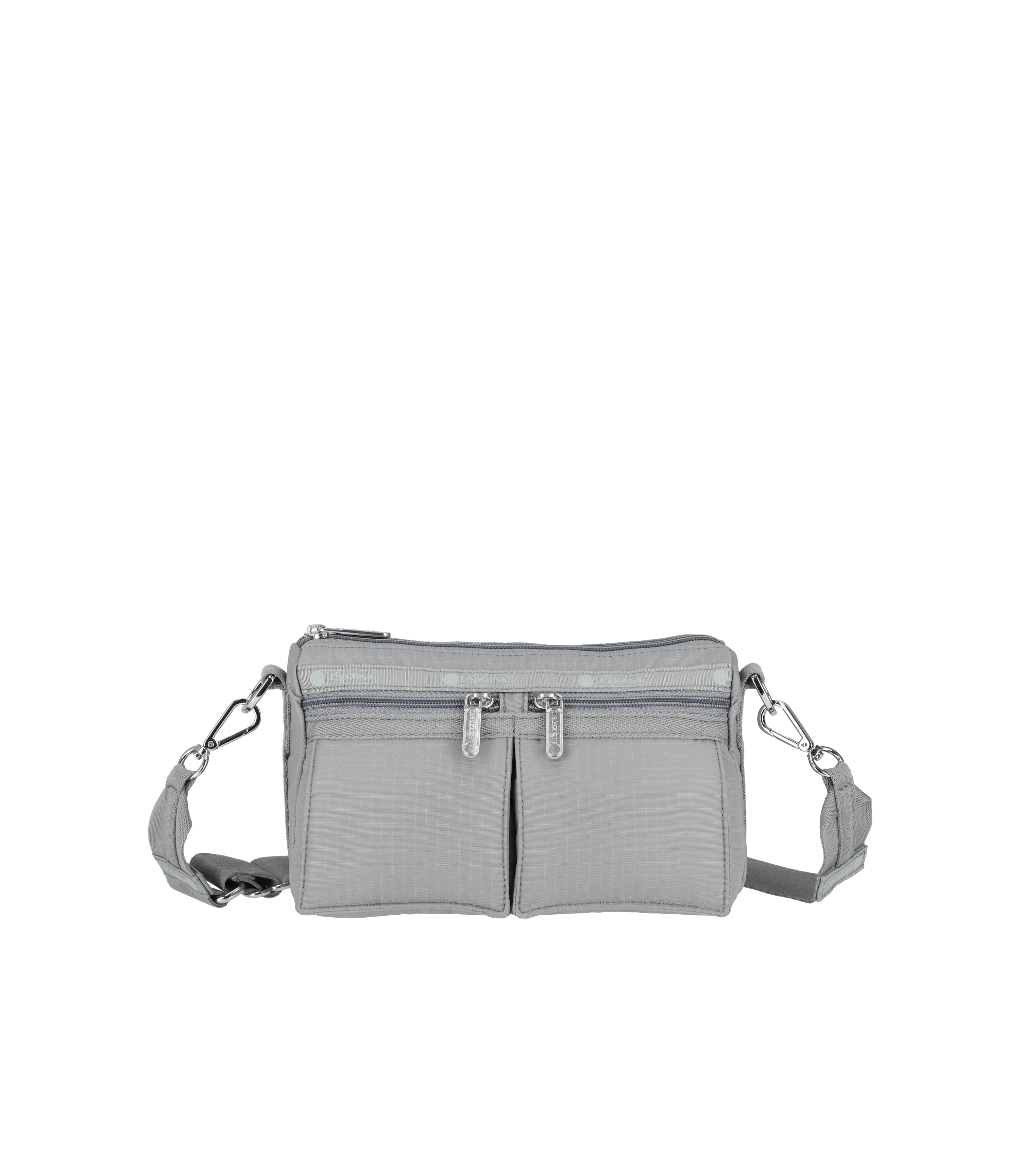 ■LeSportsac■ Dove Grey EW Double Pocket Crossbody Bag 1209 East/West Double Pocket Bag - Dove Grey solid – LeSportsac