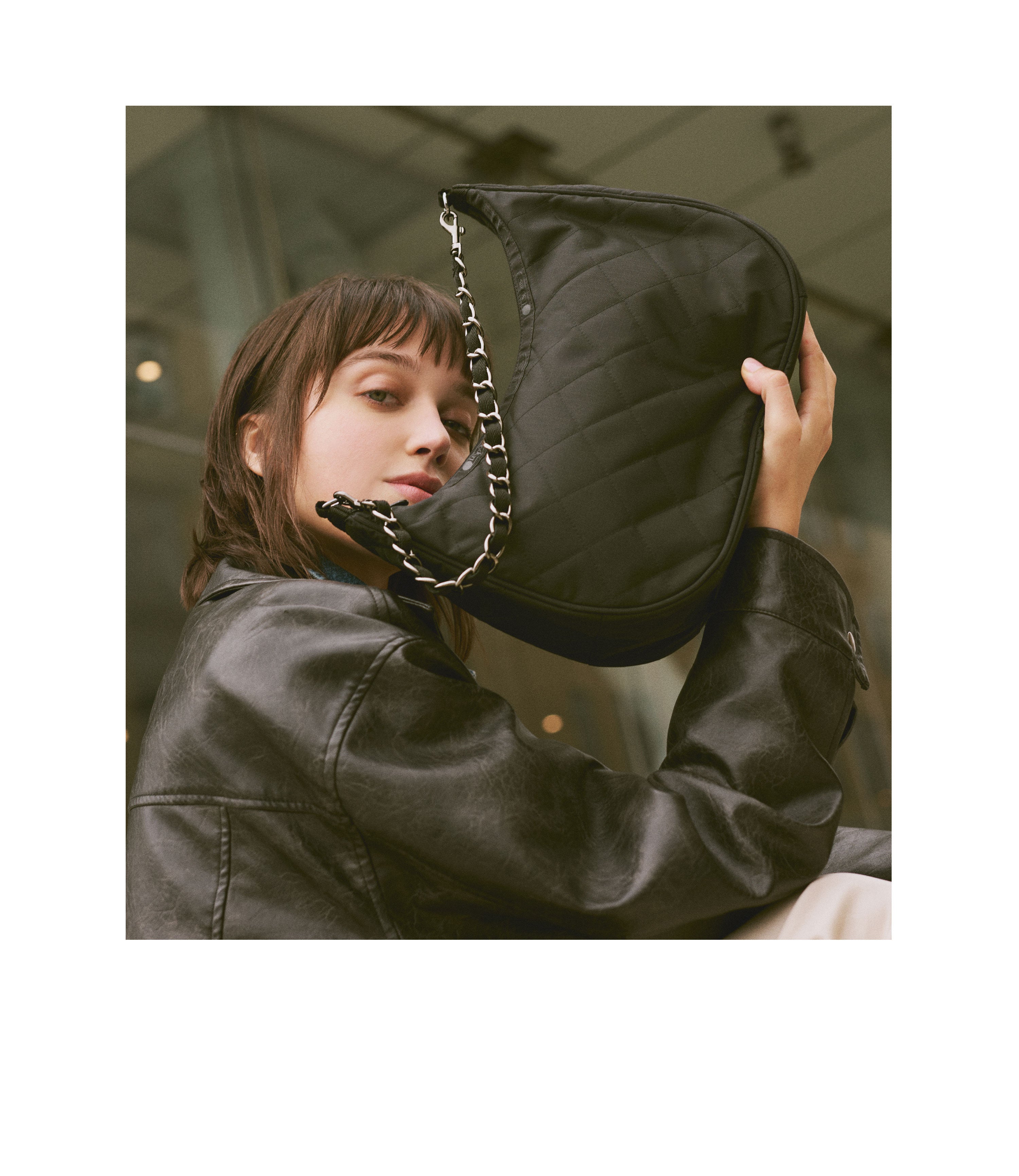 Chain North/South Convertible Hobo - Onyx Chain Quilt – LeSportsac