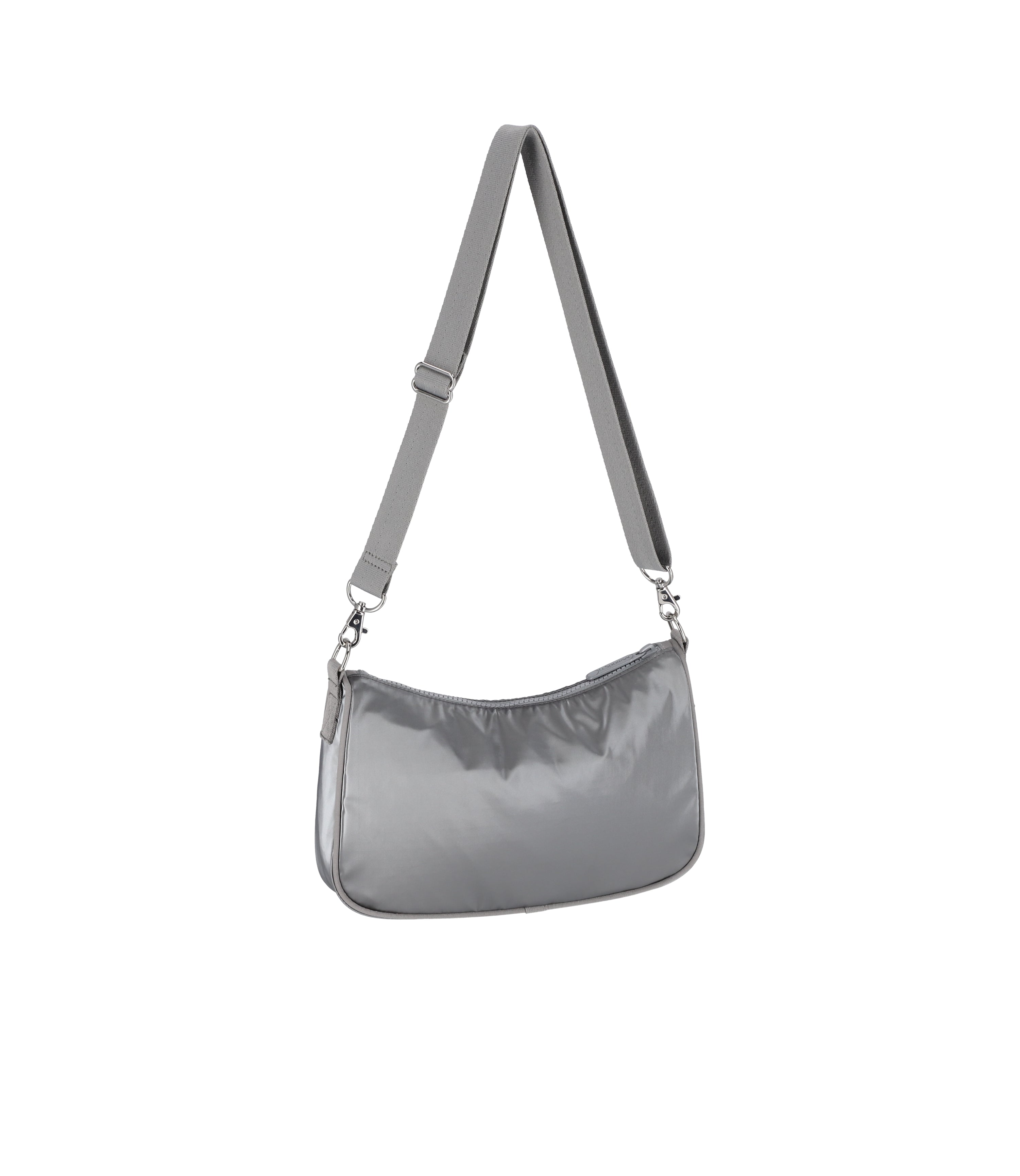 Small Convertible Shoulder Bag - Gunmetal Gray Shine