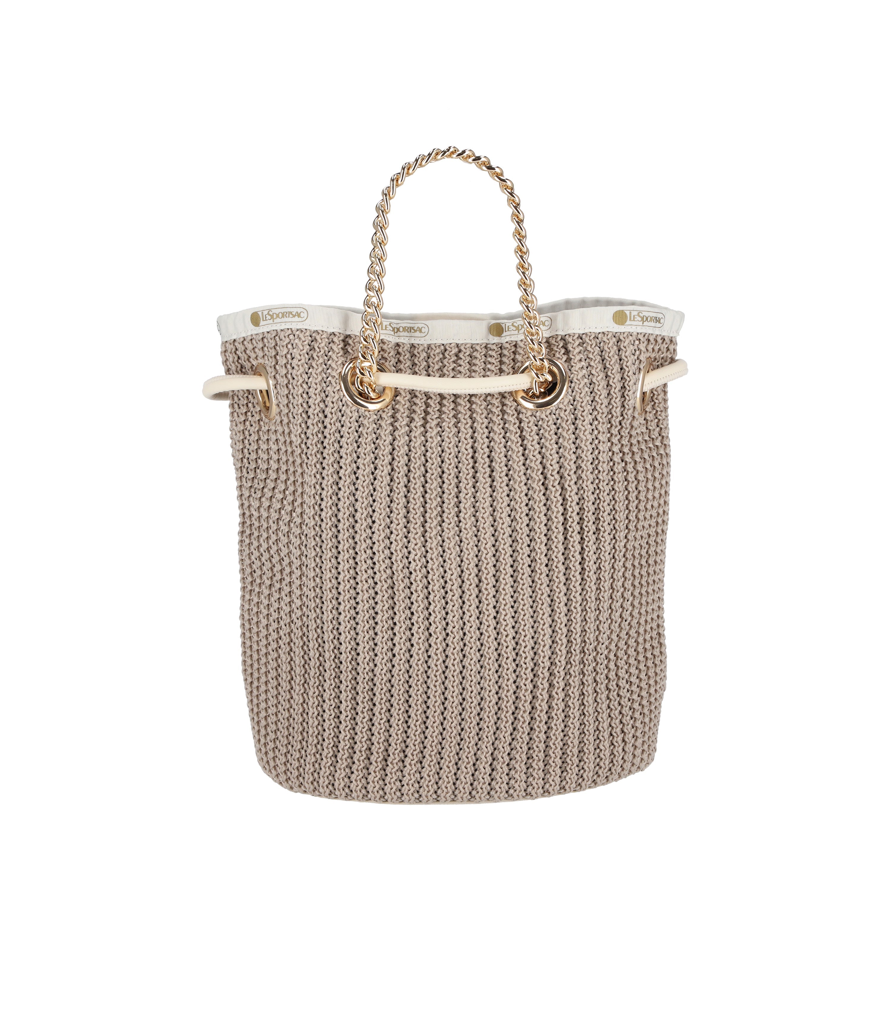 ■LeSportsac■CHAIN CROCHET BUCKET S Chain Crochet Small Bucket - Beige Crochet – LeSportsac