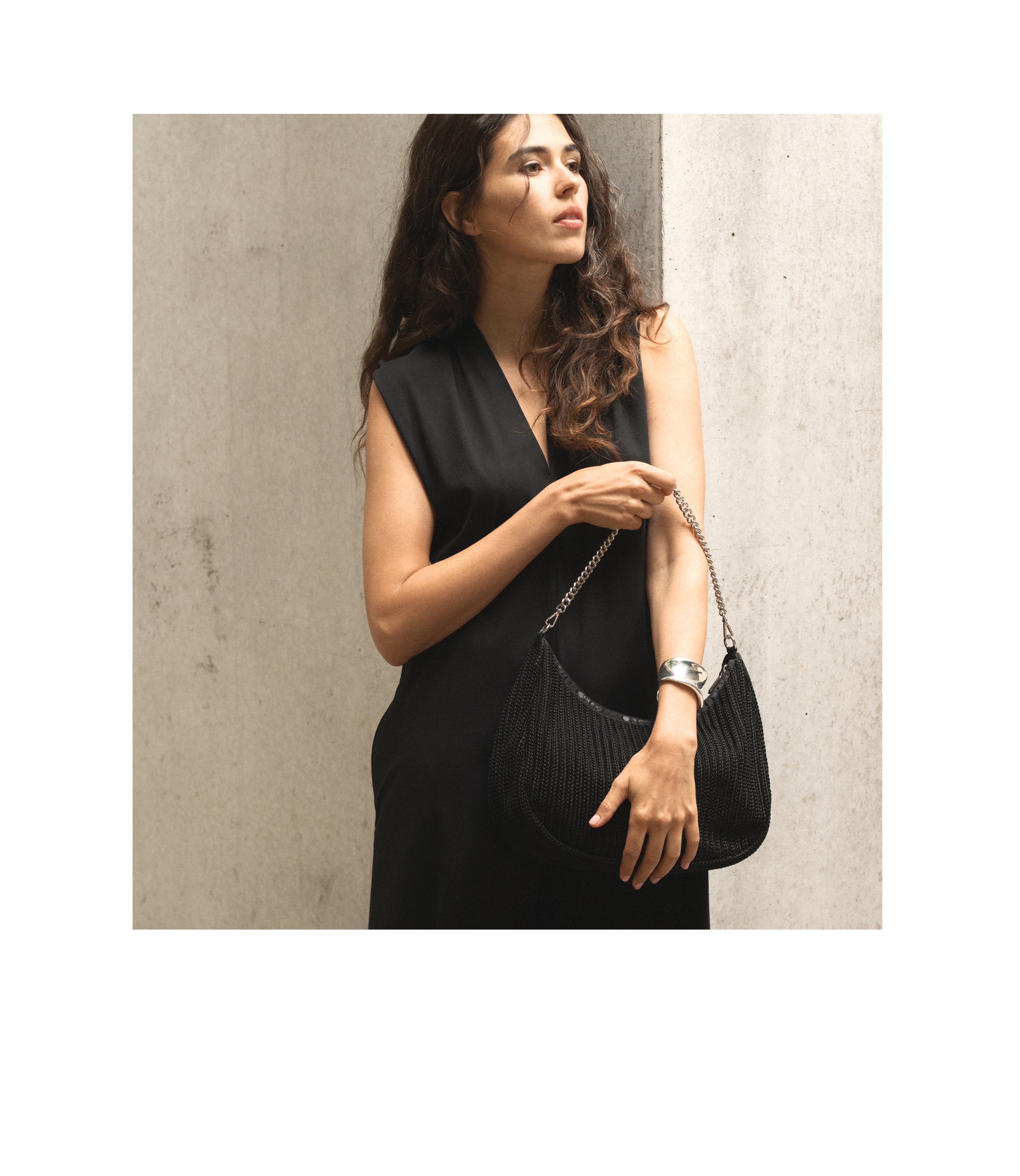 Chain Crochet North/South Hobo - Black Crochet – LeSportsac