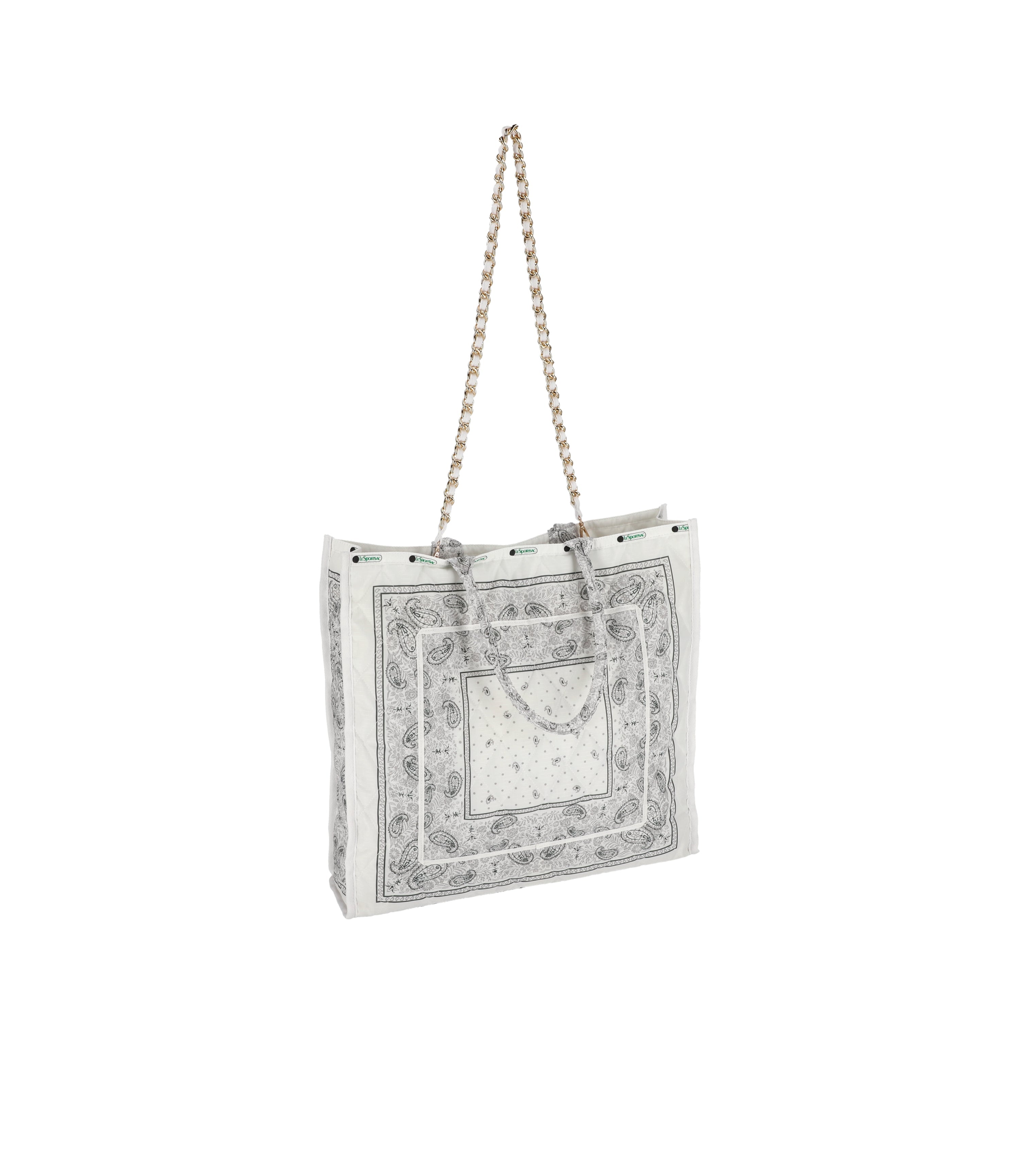 レスポートサックSM CHAIN QUILT TOTEバンダナホワイト
