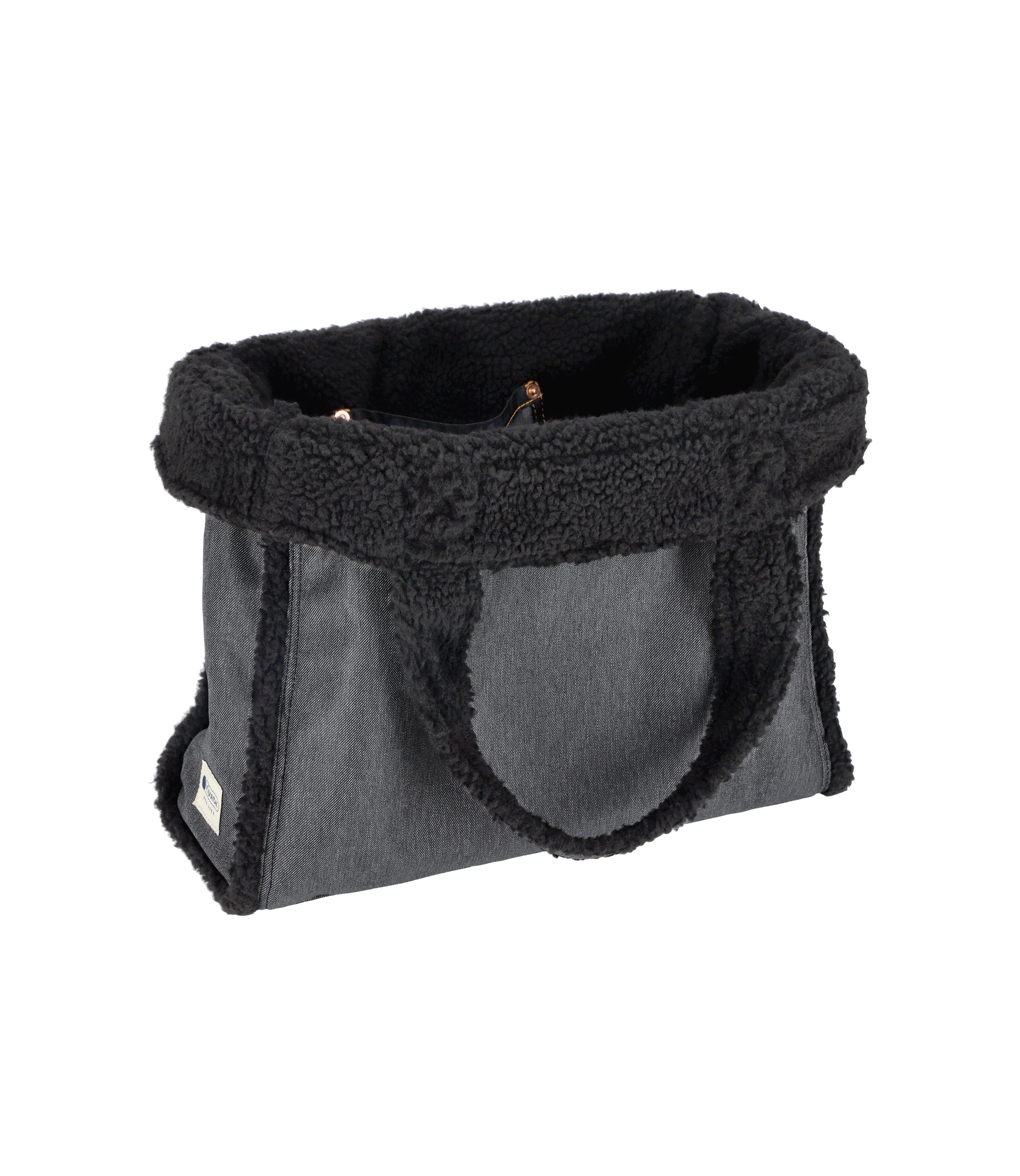 ★LeSportsac★ Black Denim/Black Sherpa Small Two-Way Denim Two-Way Denim Tote - Black Denim/Black Sherpa – LeSportsac