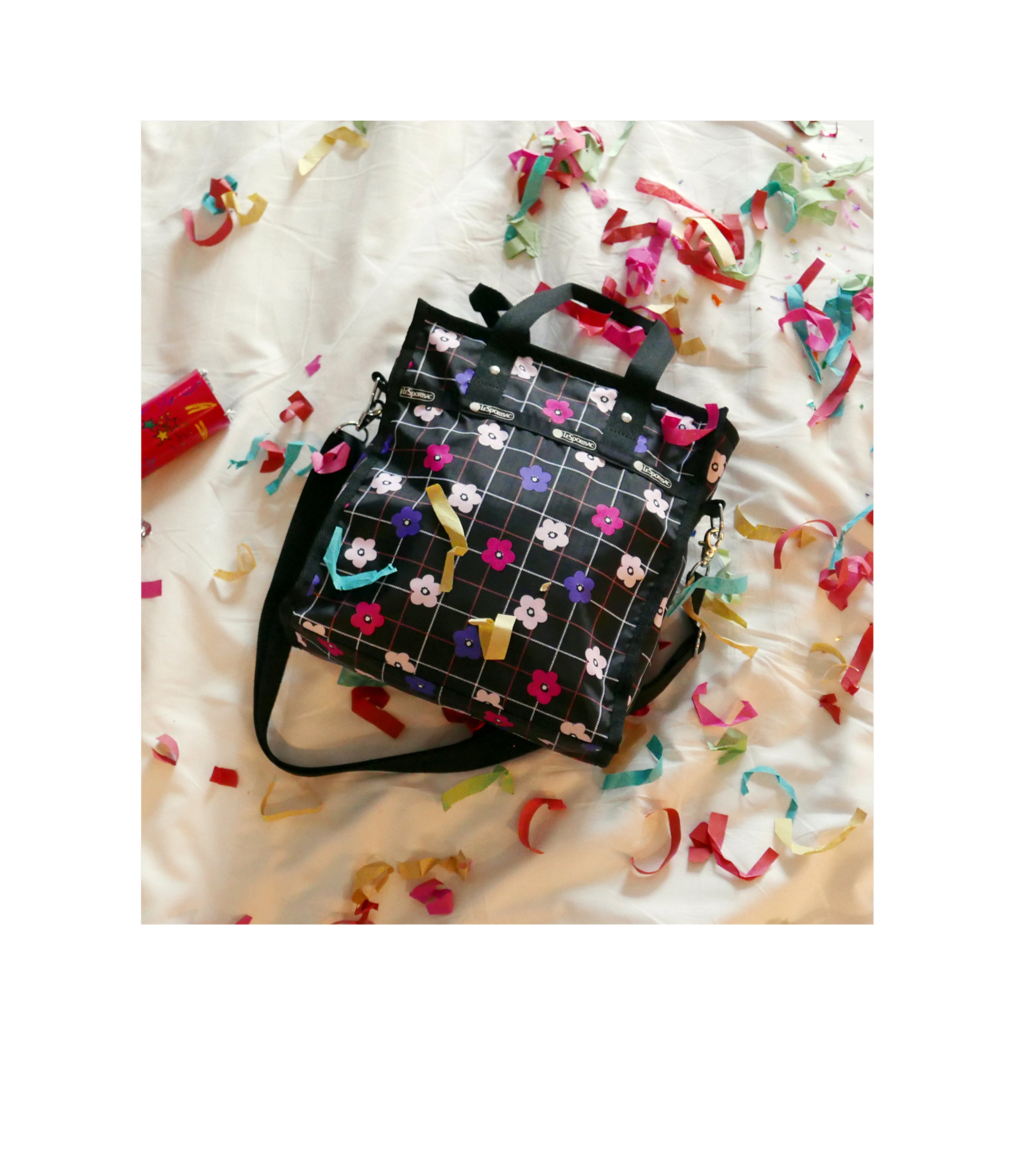 Medium North/South Tote - Floral Plaid print – LeSportsac