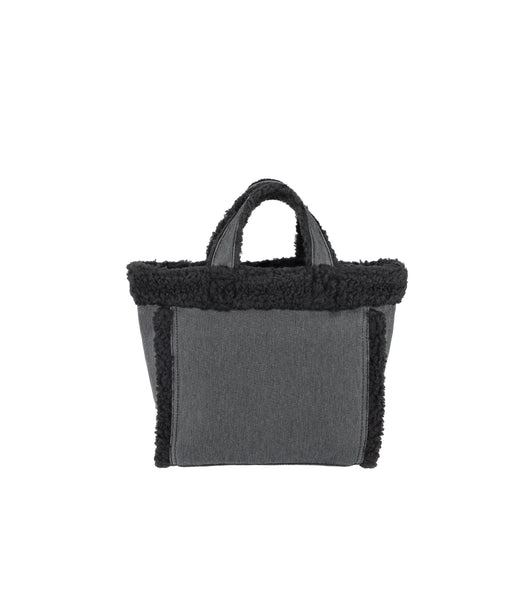 Small Two-Way Denim Tote - Black Denim/Black Sherpa – LeSportsac
