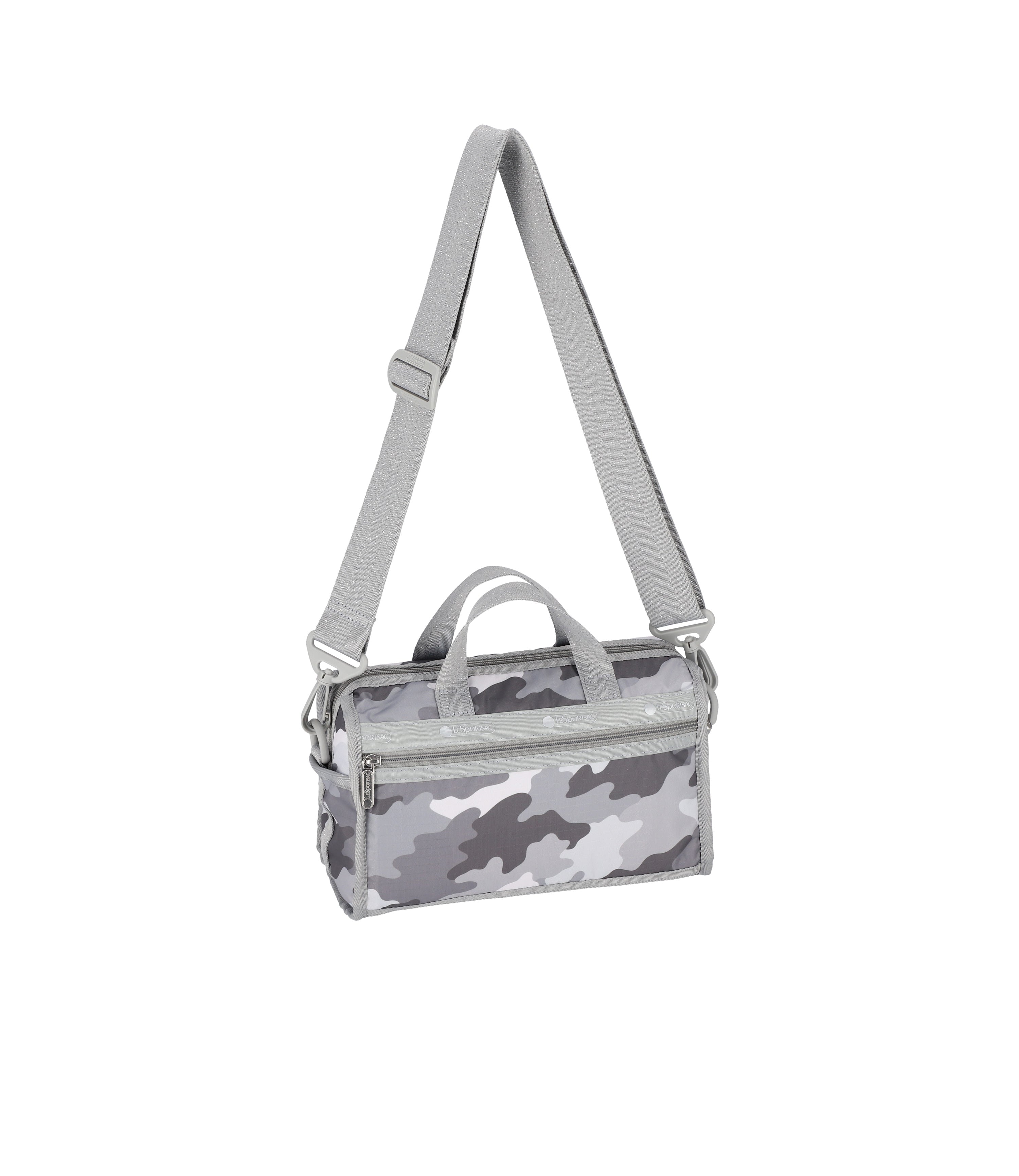 Mini Duffel Crossbody - Glimmer Gray Camo print – LeSportsac
