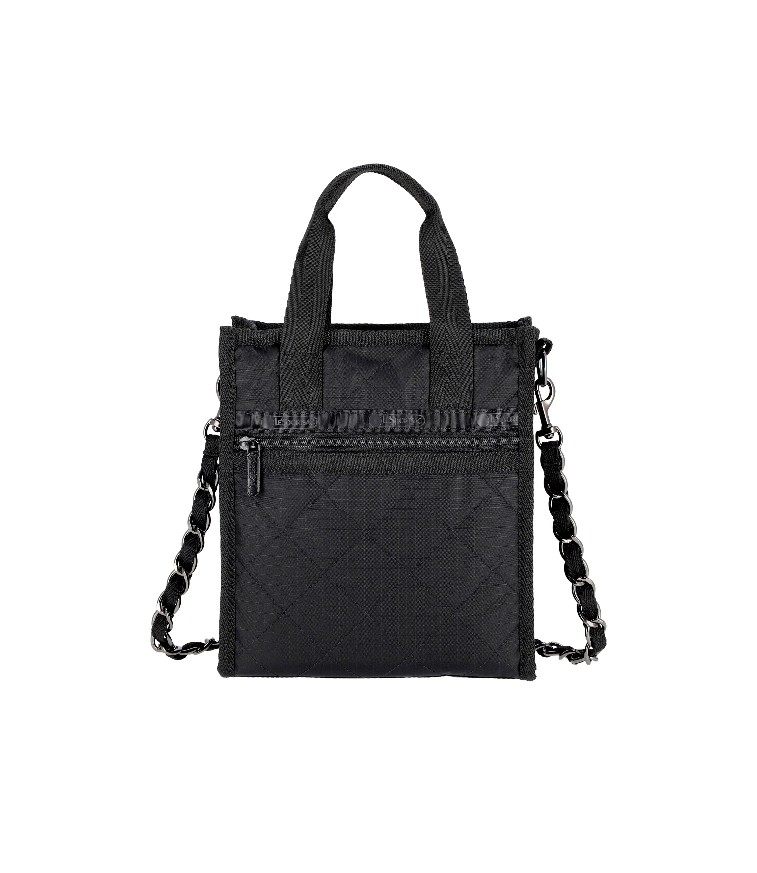 Chain Mini North/South Tote - Onyx Chain Quilt – LeSportsac Chain Mini North/South Tote - Onyx Chain Quilt – LeSportsac