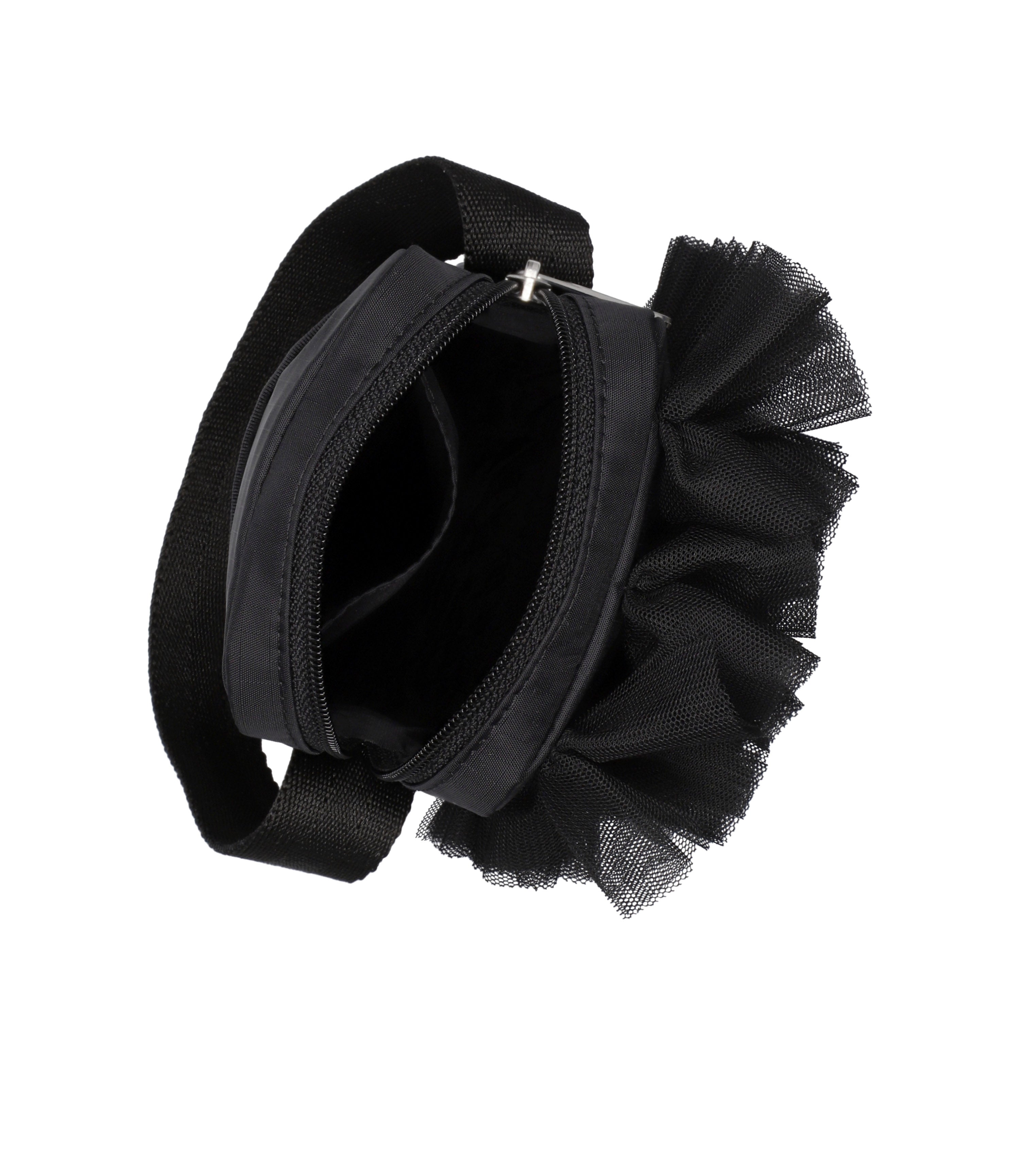 Ruffle Mini Phone Crossbody - Black Mesh Ruffle – LeSportsac