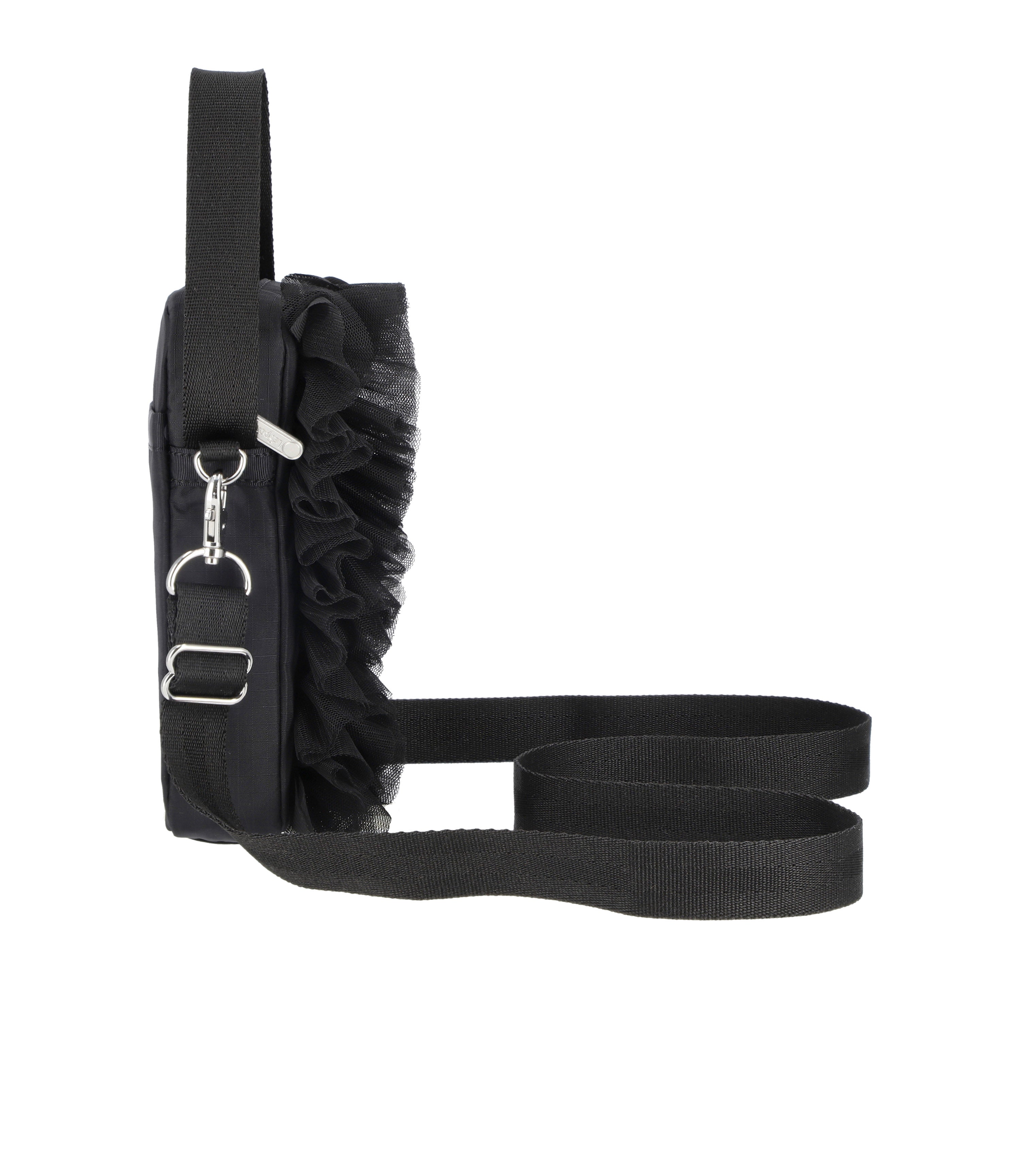 Ruffle Mini Phone Crossbody - Black Mesh Ruffle – LeSportsac
