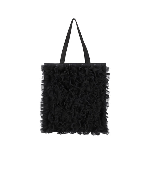 Ruffle Large Emerald Tote - Black Mesh Ruffle – LeSportsac