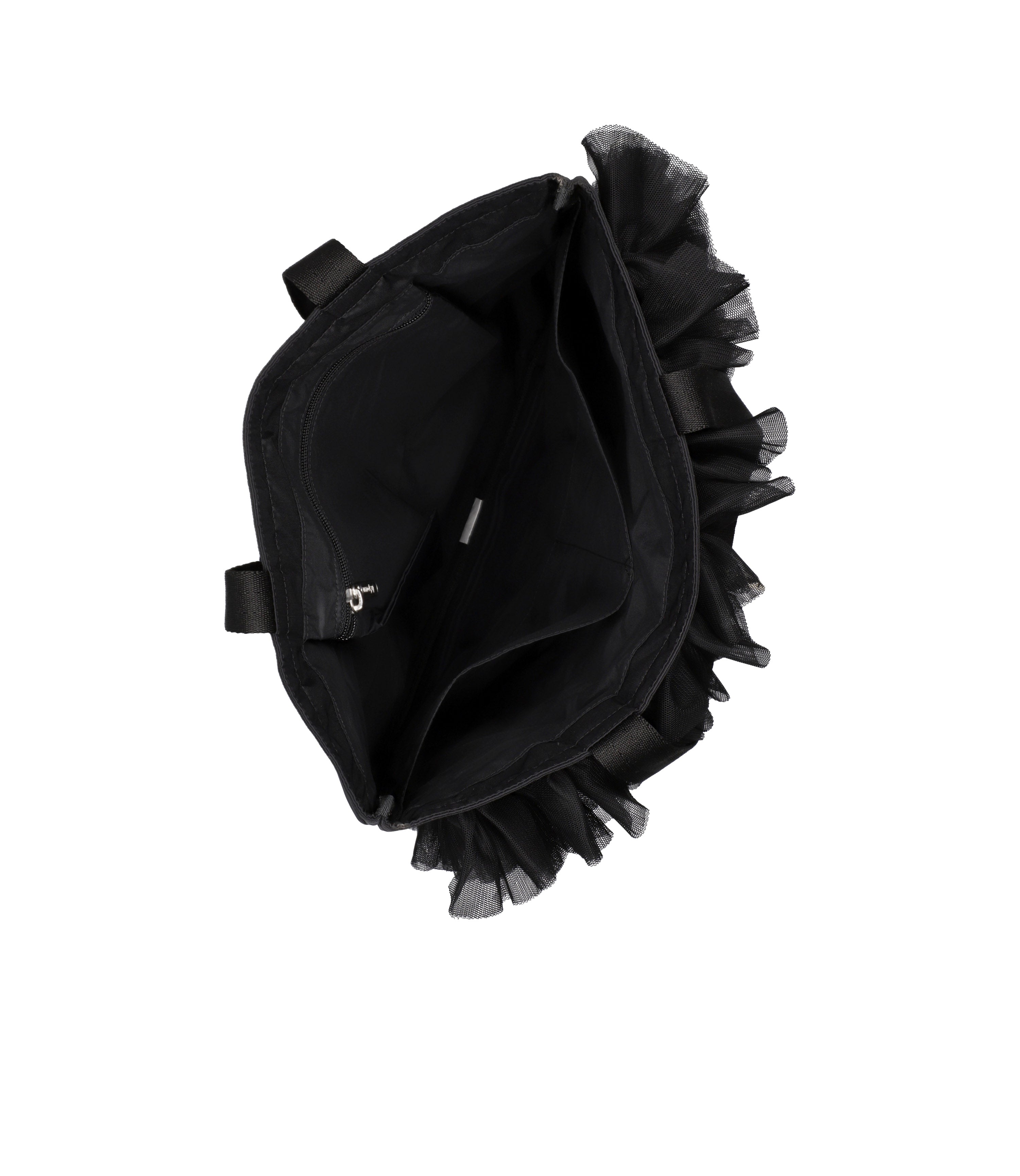 Ruffle Large Emerald Tote - Black Mesh Ruffle – LeSportsac