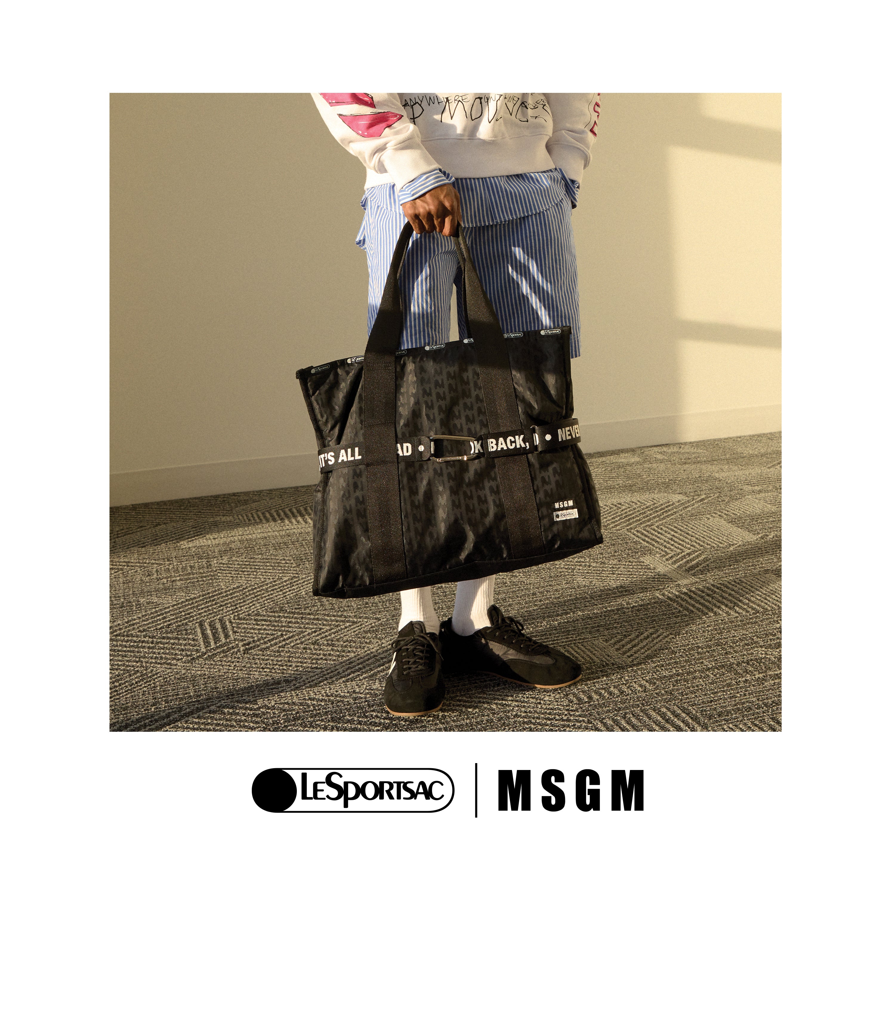 MSGM Large Hudson Tote - Hudson Tote Black Jacquard – LeSportsac