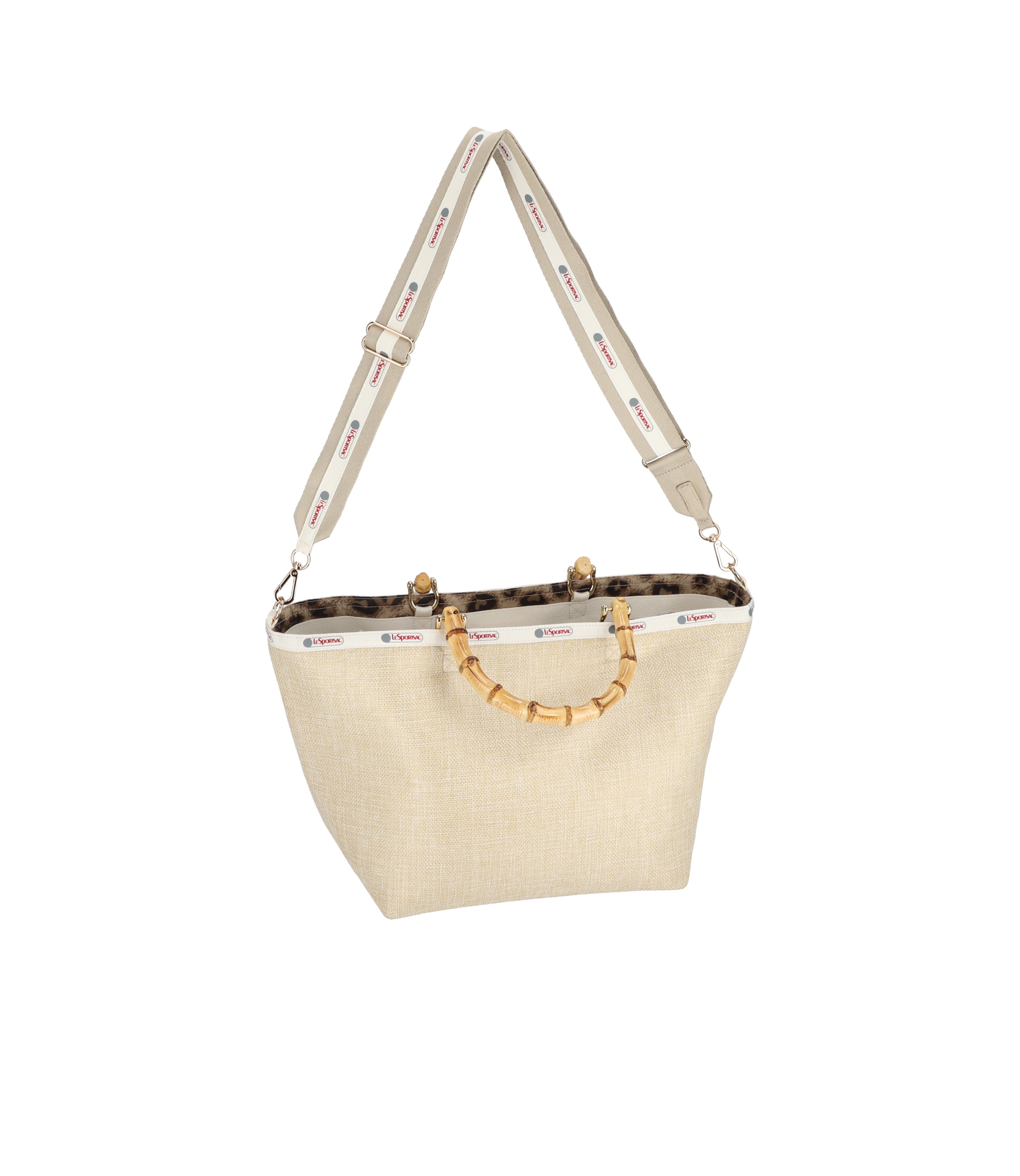 ★LeSportsac★ Raffia Natural Small Bamboo Tote Bag 1570L288 Medium Bamboo Tote With Strap - Ecru Moon Raffia – LeSportsac