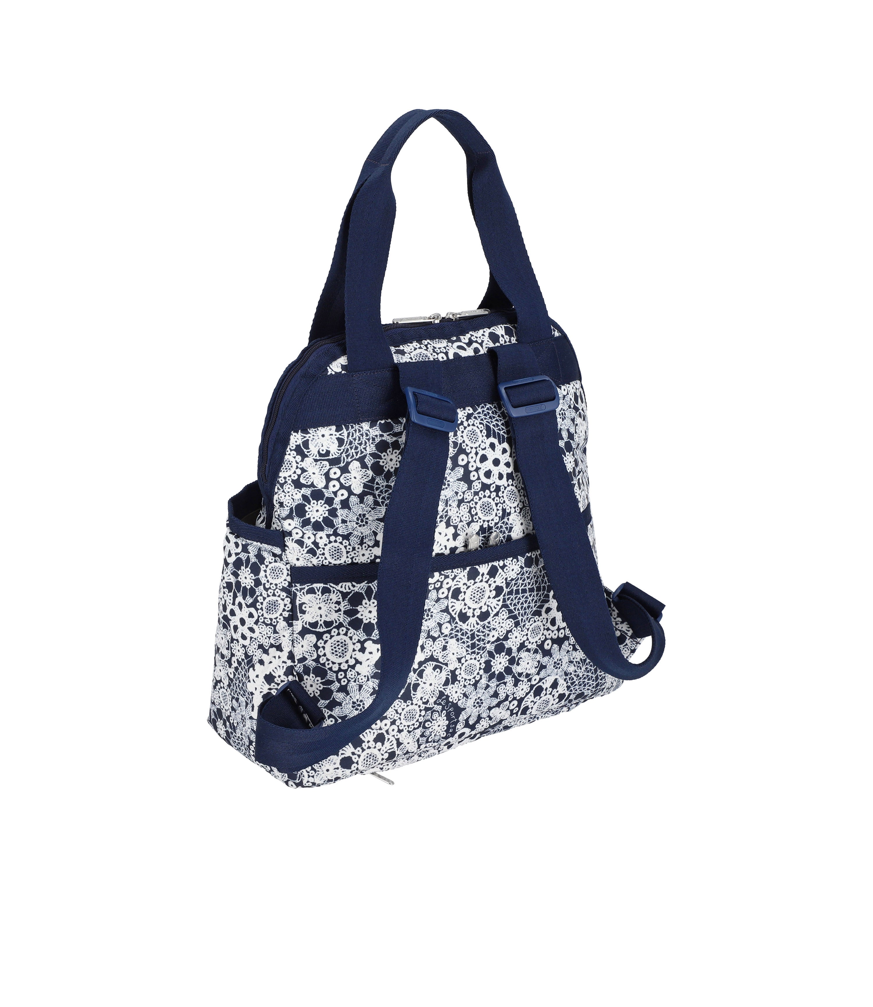 Double Trouble Backpack - Floral Lace Navy print – LeSportsac