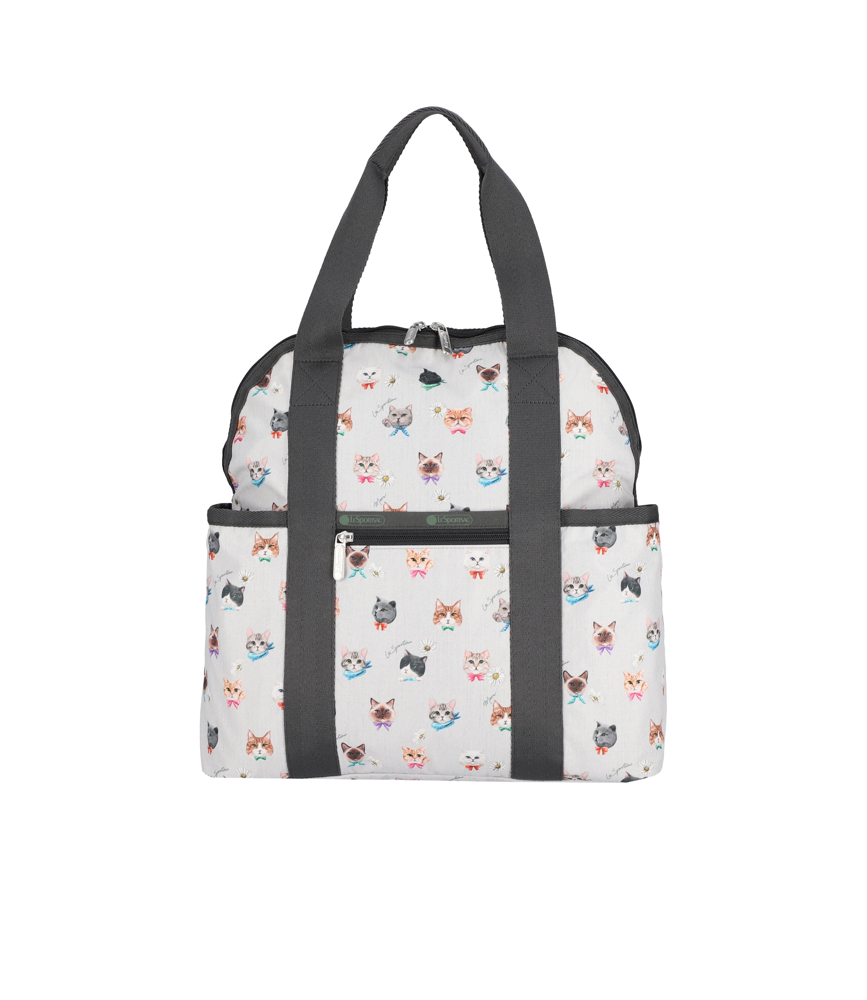 Double Trouble Backpack - Playful Cats Cool Gray print – LeSportsac