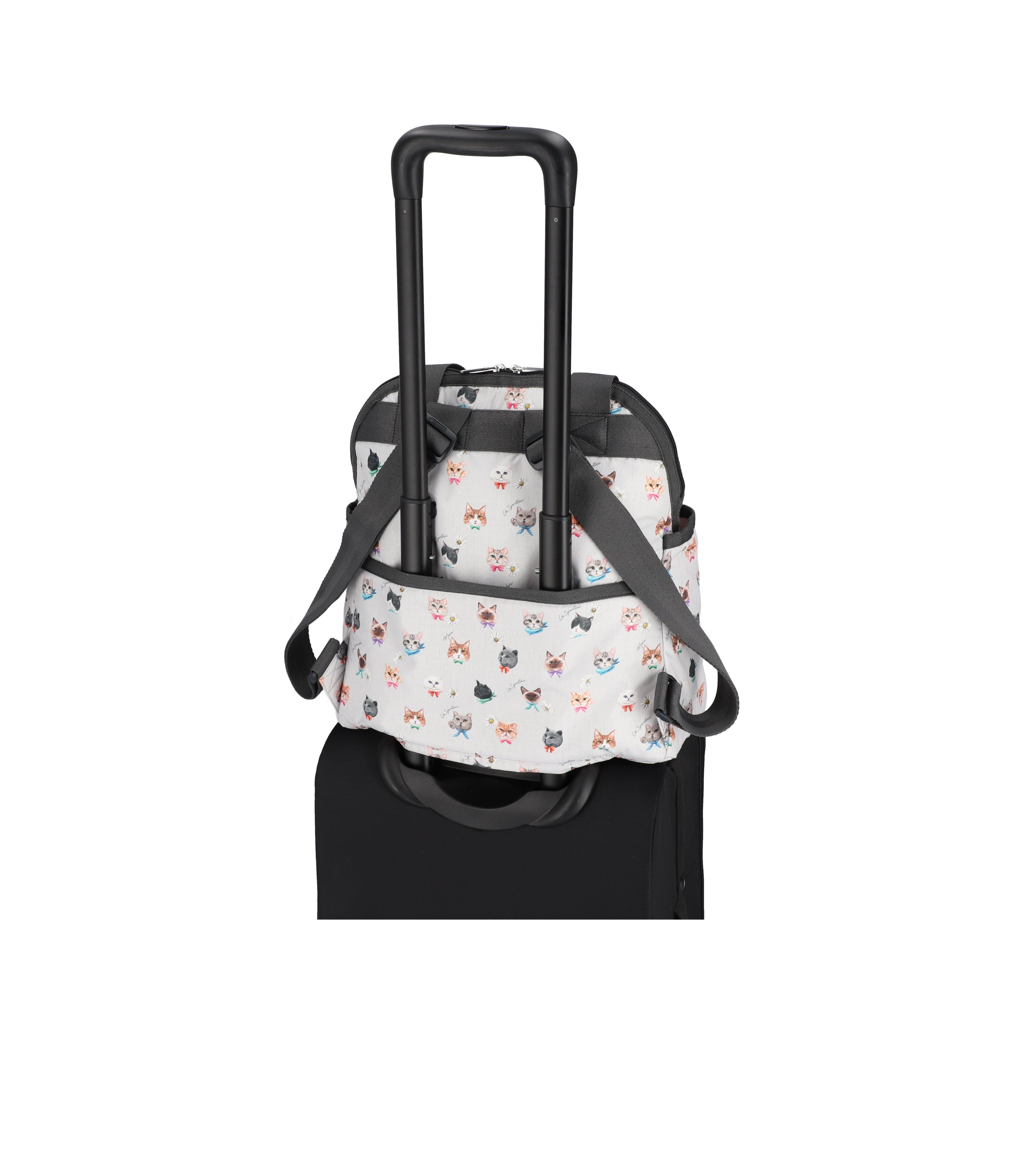 Double Trouble Backpack - Playful Cats Cool Gray print – LeSportsac