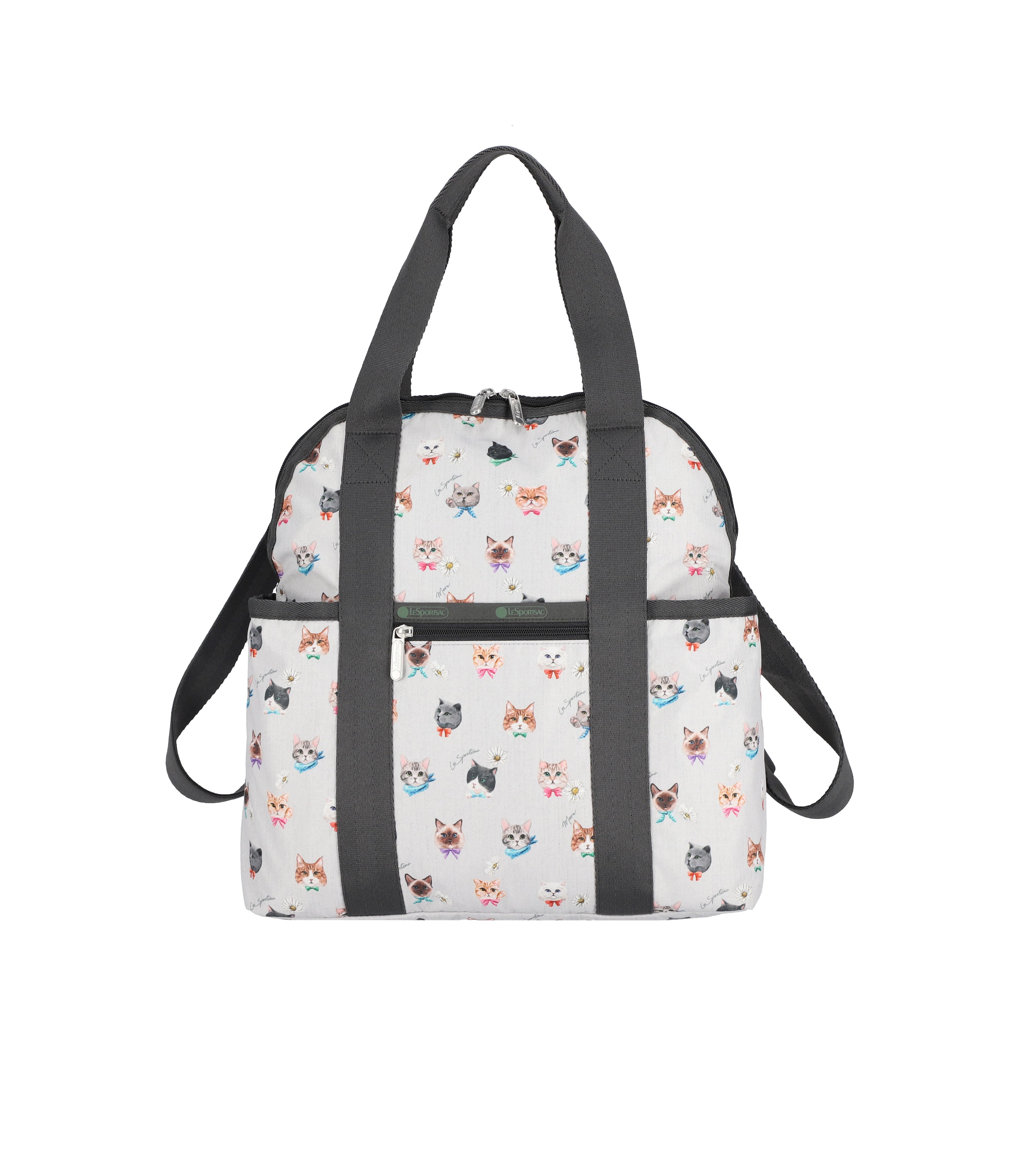 yukitty Double Trouble Backpack - Playful Cats Cool Gray print – LeSportsac