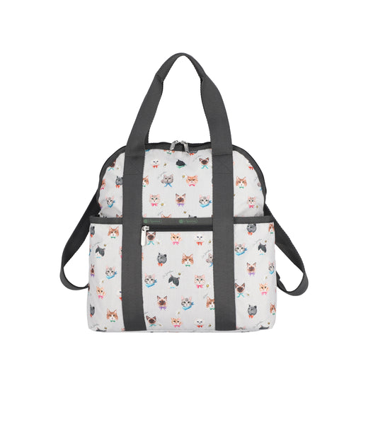 Double Trouble Backpack - Playful Cats Cool Gray print – LeSportsac