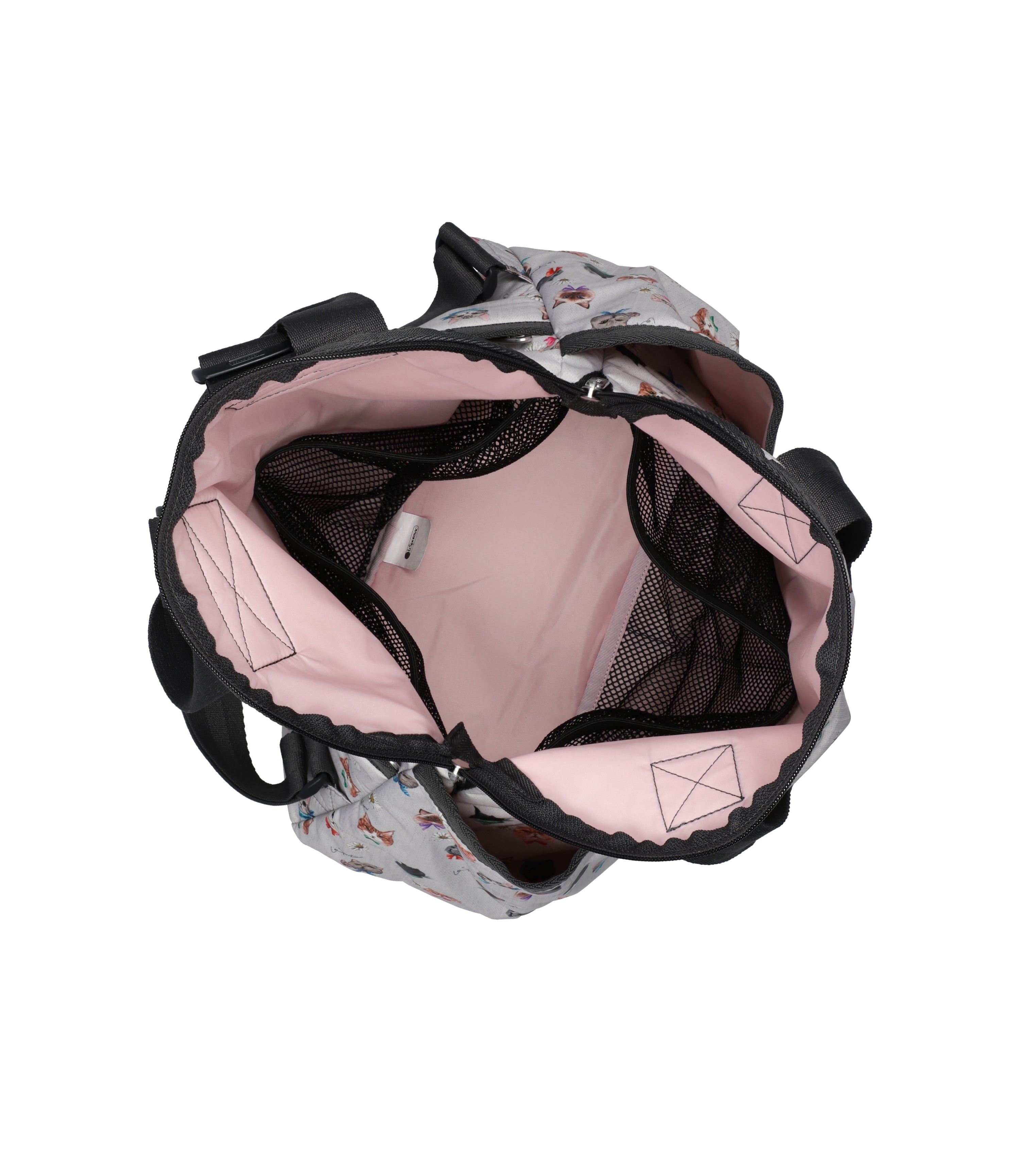 Double Trouble Backpack - Playful Cats Cool Gray print – LeSportsac