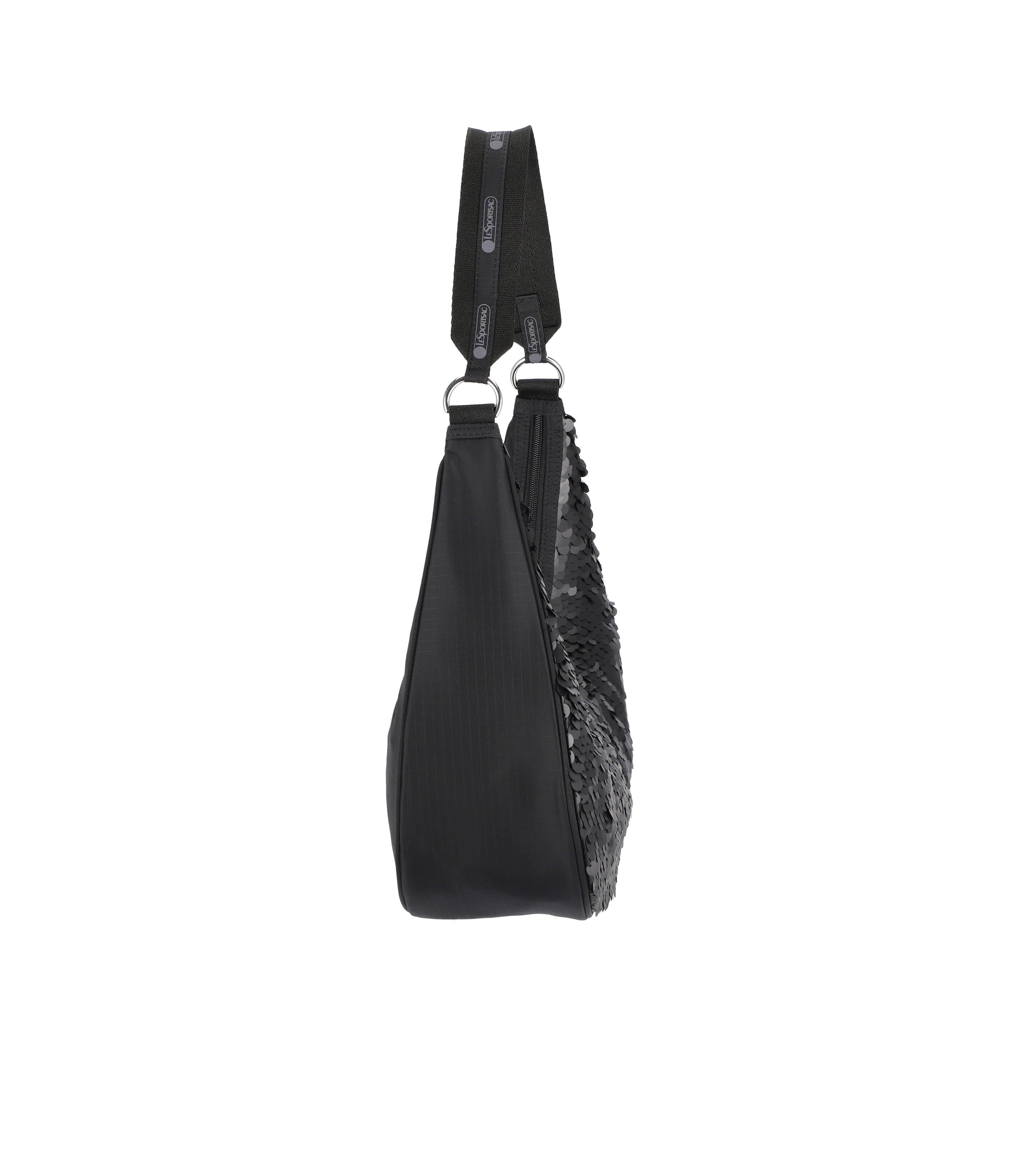 Sequin Round Shoulder Bag - Matte Black Sequin – LeSportsac