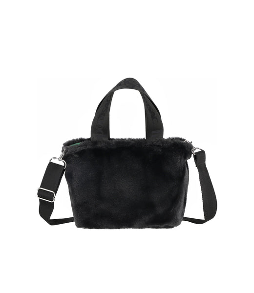 Fur East/West Tote - Black Fluffy Fur – LeSportsac