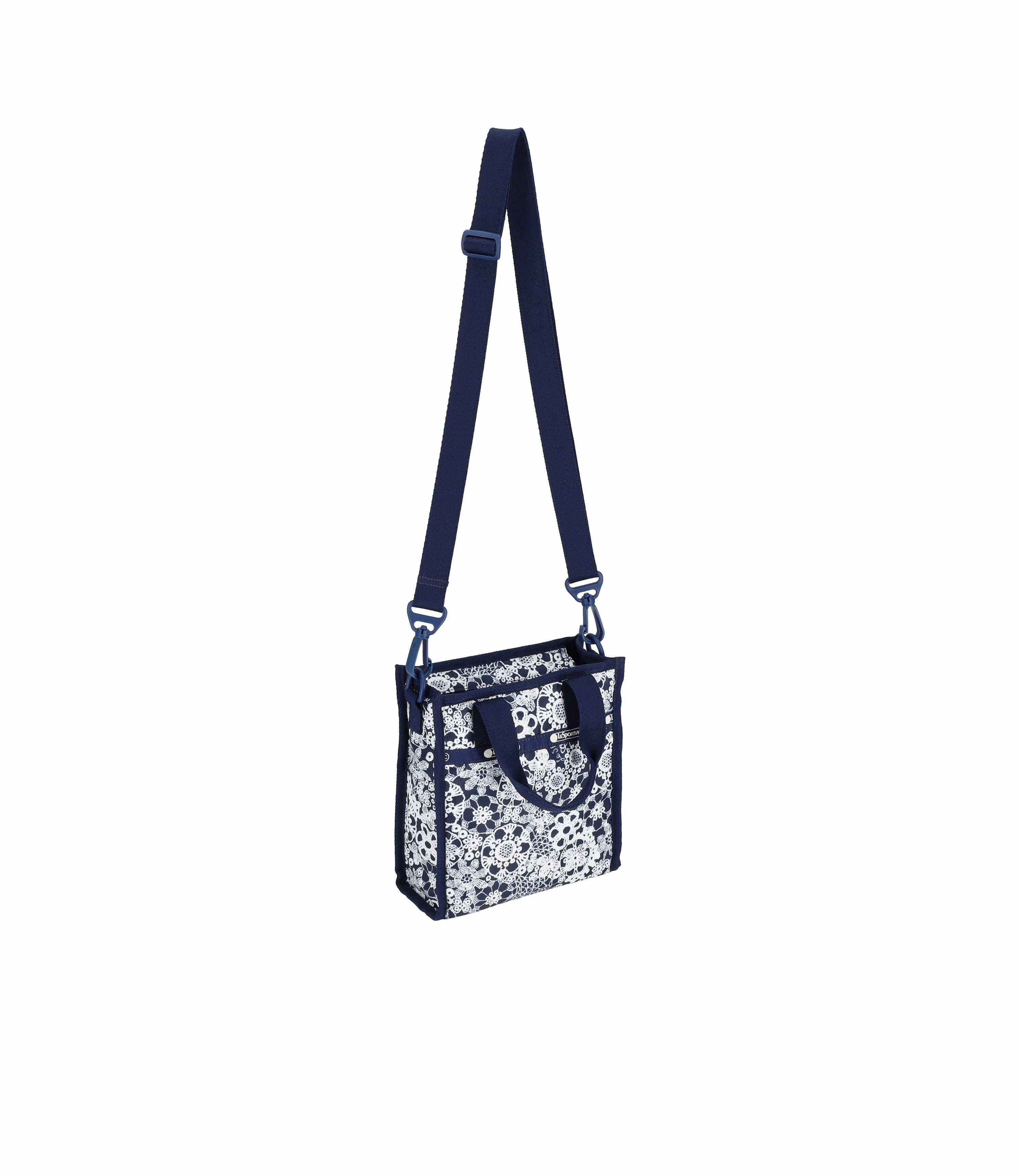 Mini North/South Tote - Floral Lace Navy print – LeSportsac