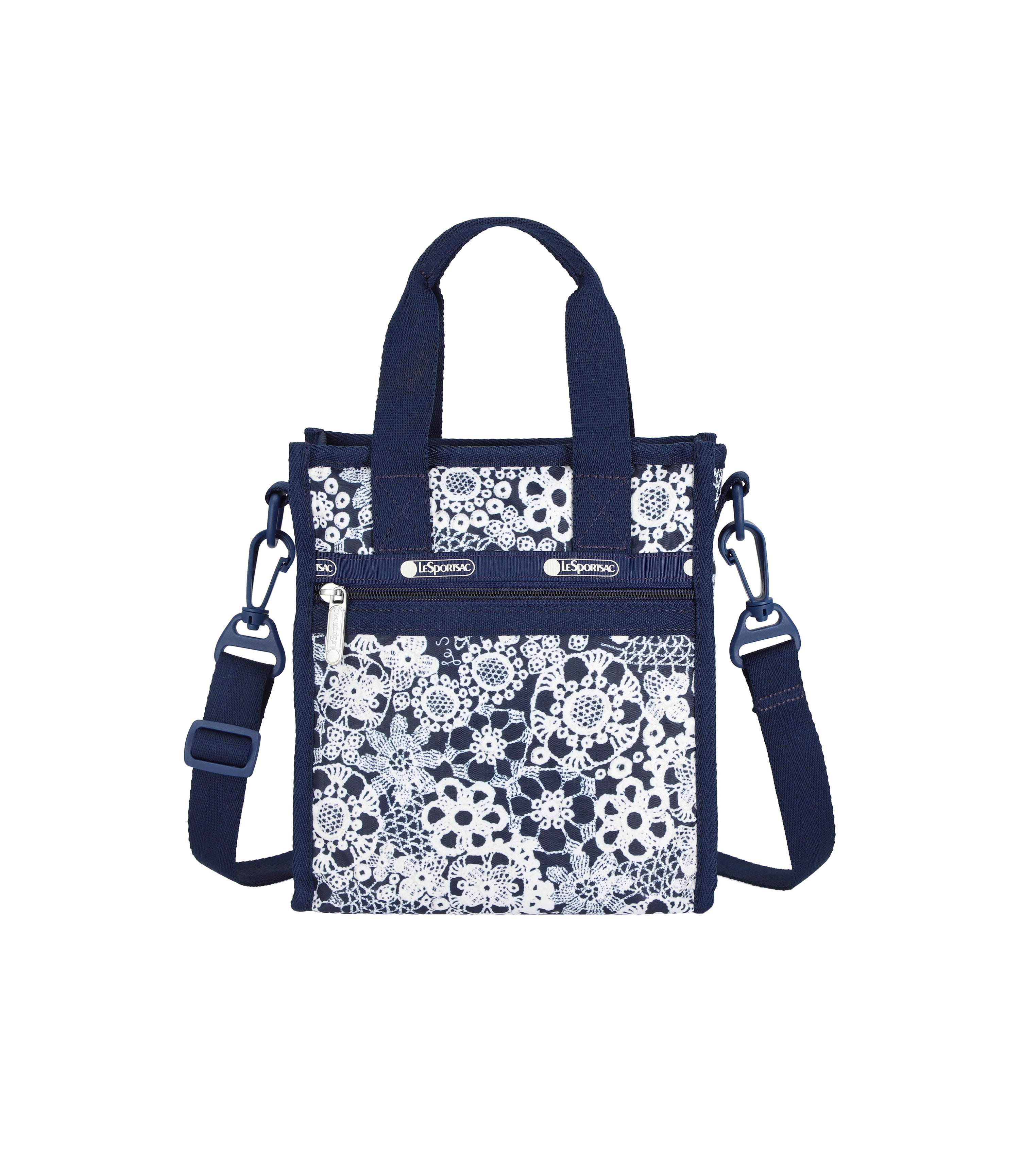 Mini North/South Tote - Floral Lace Navy print – LeSportsac