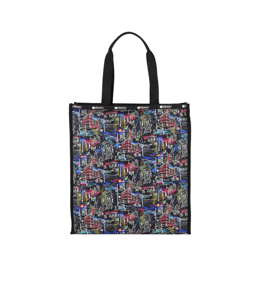 ★LeSportsac★ Black Riviera Shine Large Two Way Tote Bag 11 Solid Black Black Deluxe Carry-On Tote Bag | LeSportsac