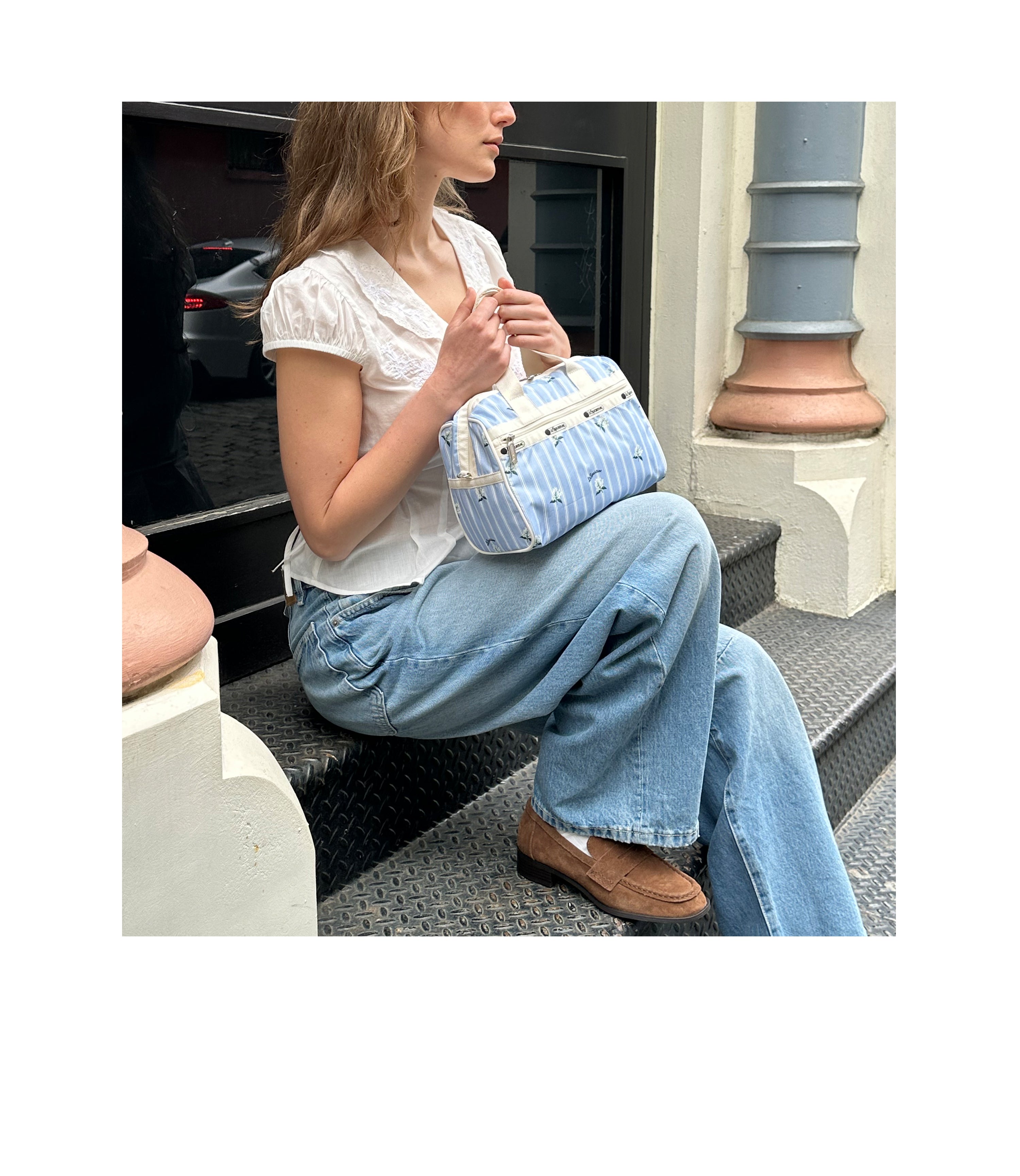 Everyday Small Satchel - Jasmine Stripe print – LeSportsac