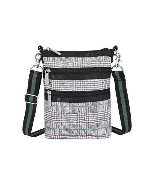3-Zip Crossbody - Gray/Green Check print – LeSportsac