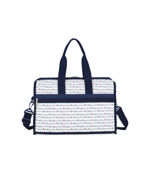 Deluxe Medium Weekender - Marine Logo Border print – LeSportsac