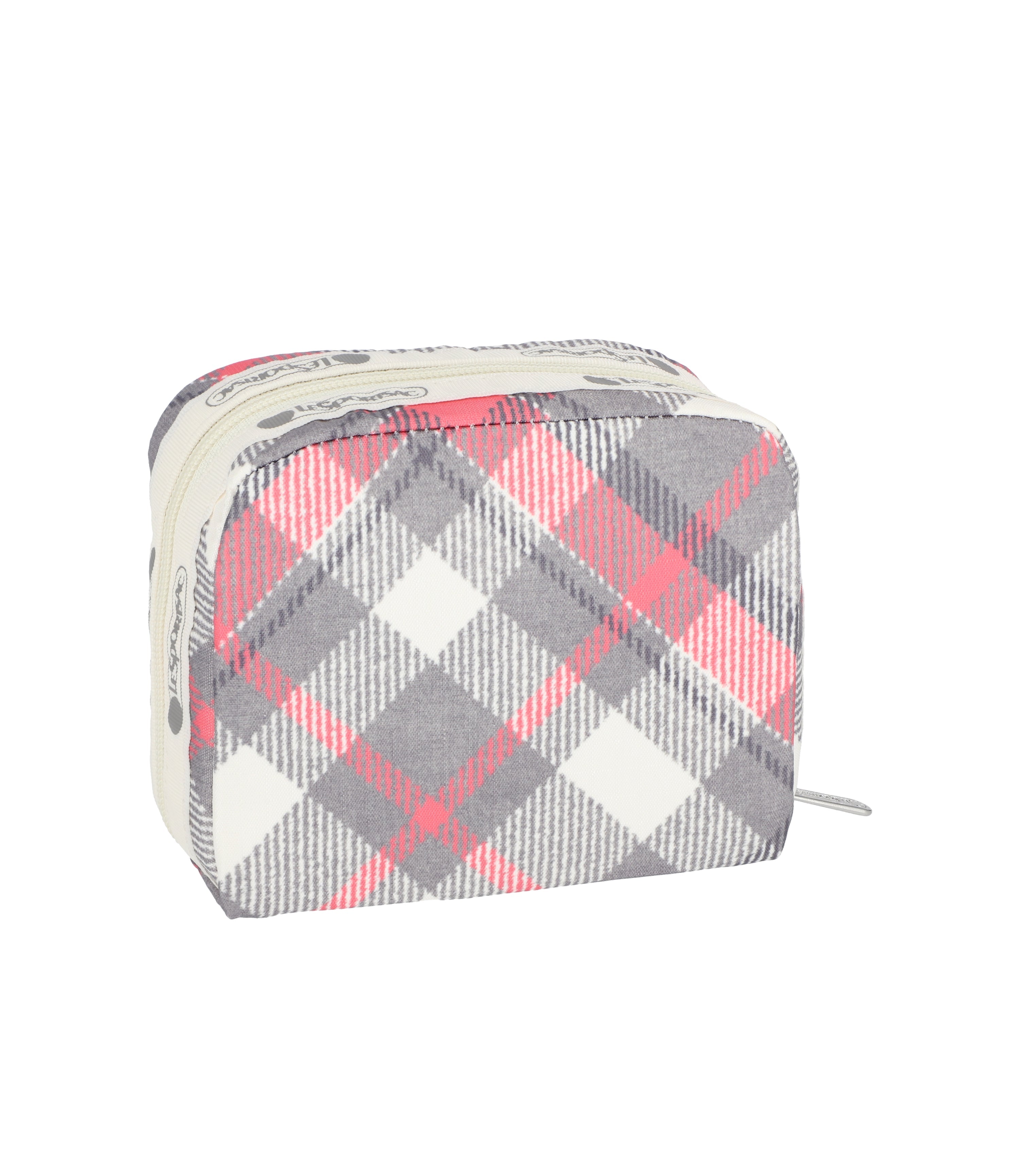 Lesportsac ハーパーバックリボン柄グレー＋ライトピンク Square Cosmetic - Seamless Tartan print – LeSportsac