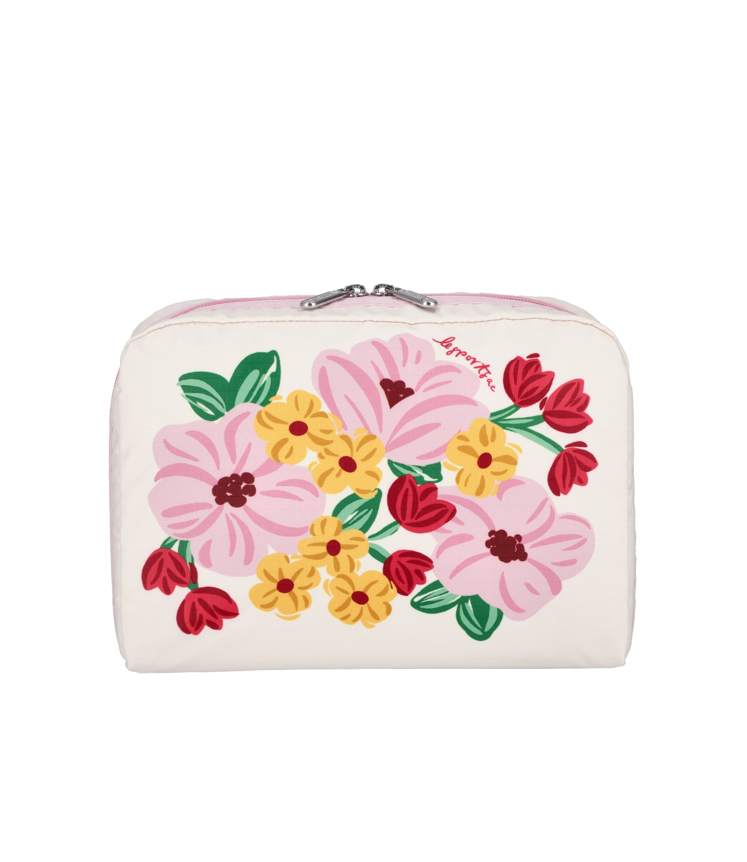 ★LeSportsac★ Peach Blush Extra Large Rectangular Cosmetic Extra Large Rectangular Cosmetic - Pink Blooms Cosmetic