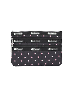 LeSportsac - Accessories - 3-Zip Cosmetic - Pink Geo Dot print