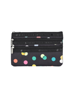 LeSportsac - Accessories - 3-Zip Cosmetic - Multicolor Dots Black print