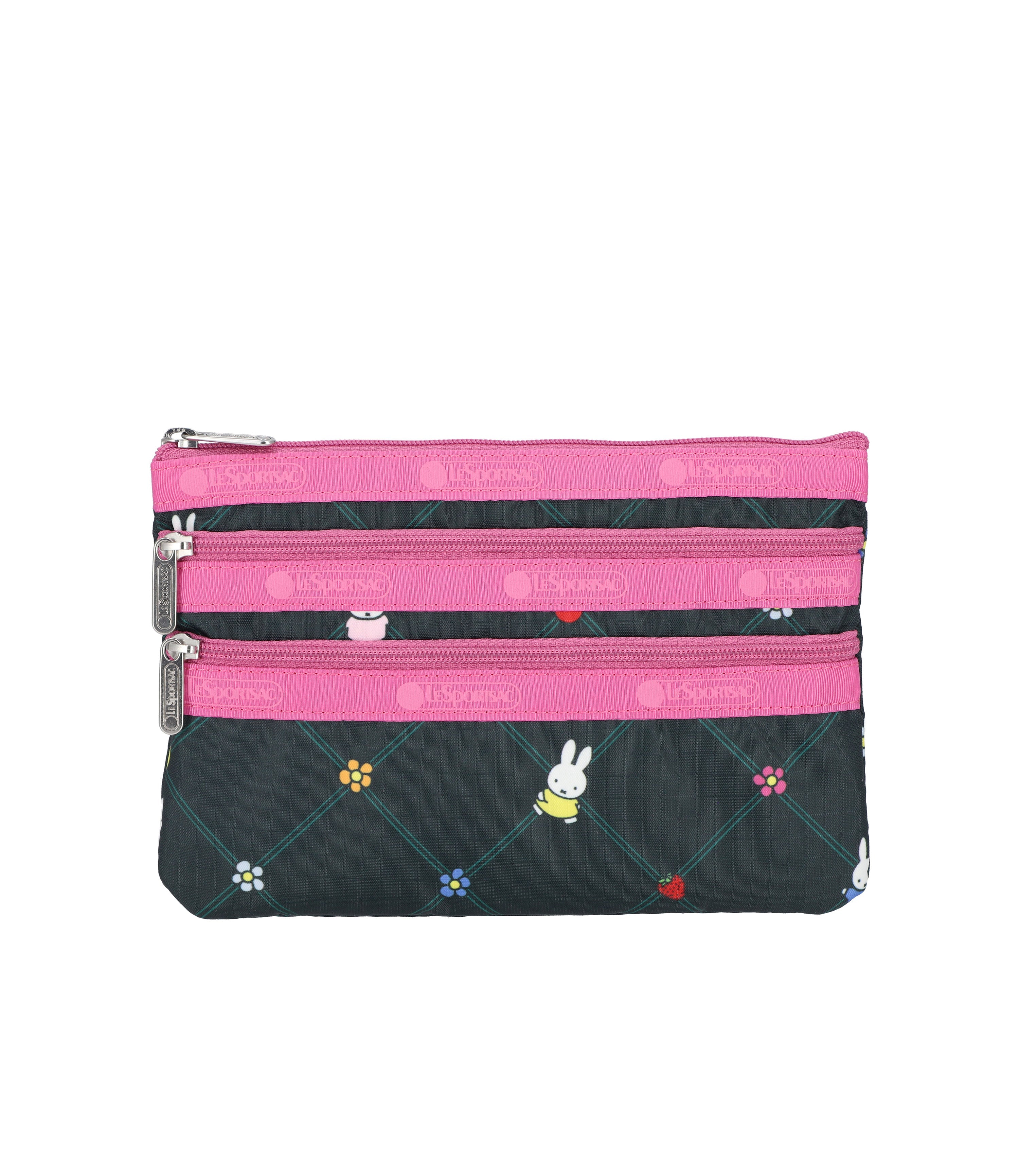 3-Zip Cosmetic - Miffy Orchard Green/Pink – LeSportsac
