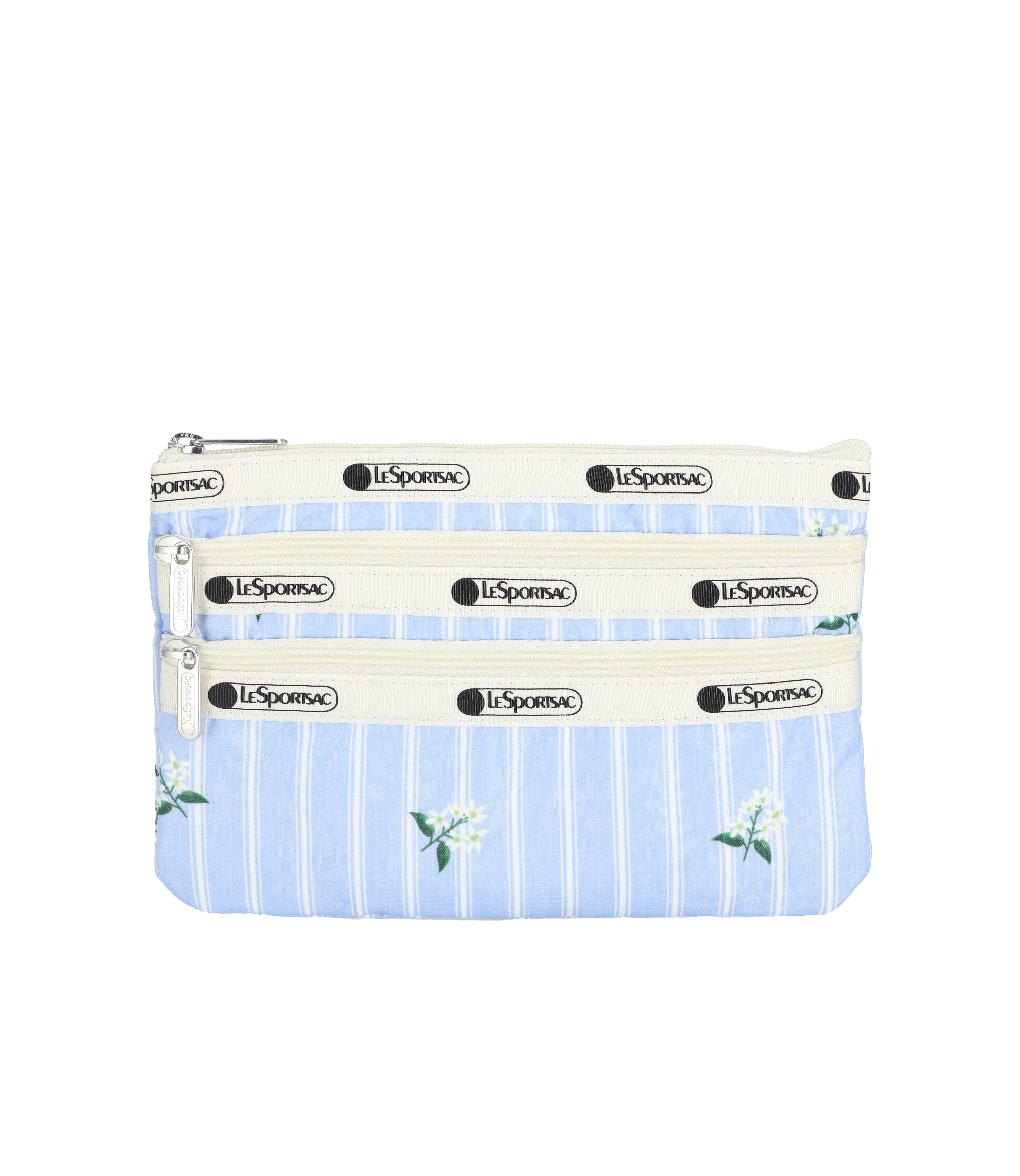 3-Zip Cosmetic - Jasmine Stripe print – LeSportsac